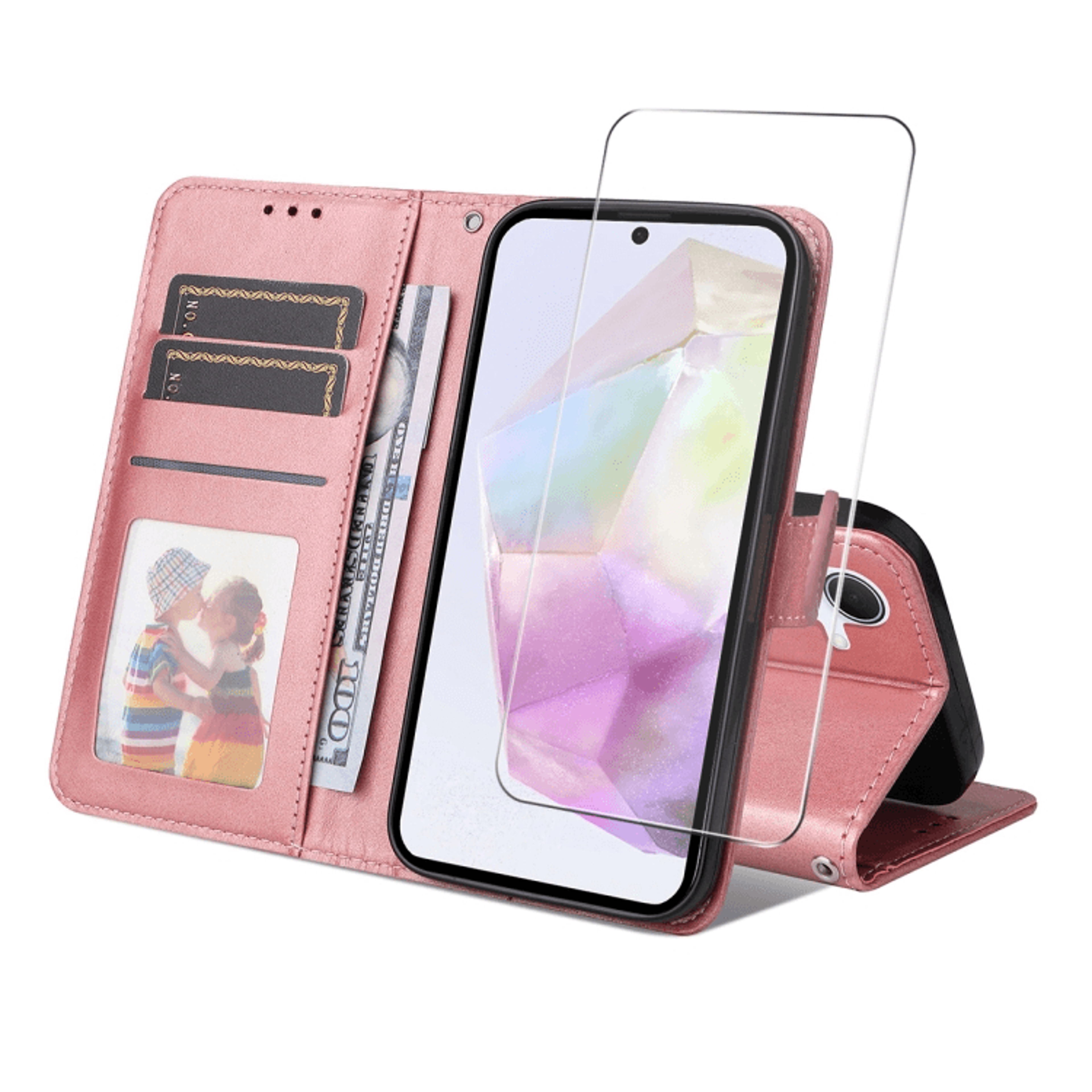 Samsung Galaxy Leather Wallet Case With Card Holder Stand  Screen Protector 11