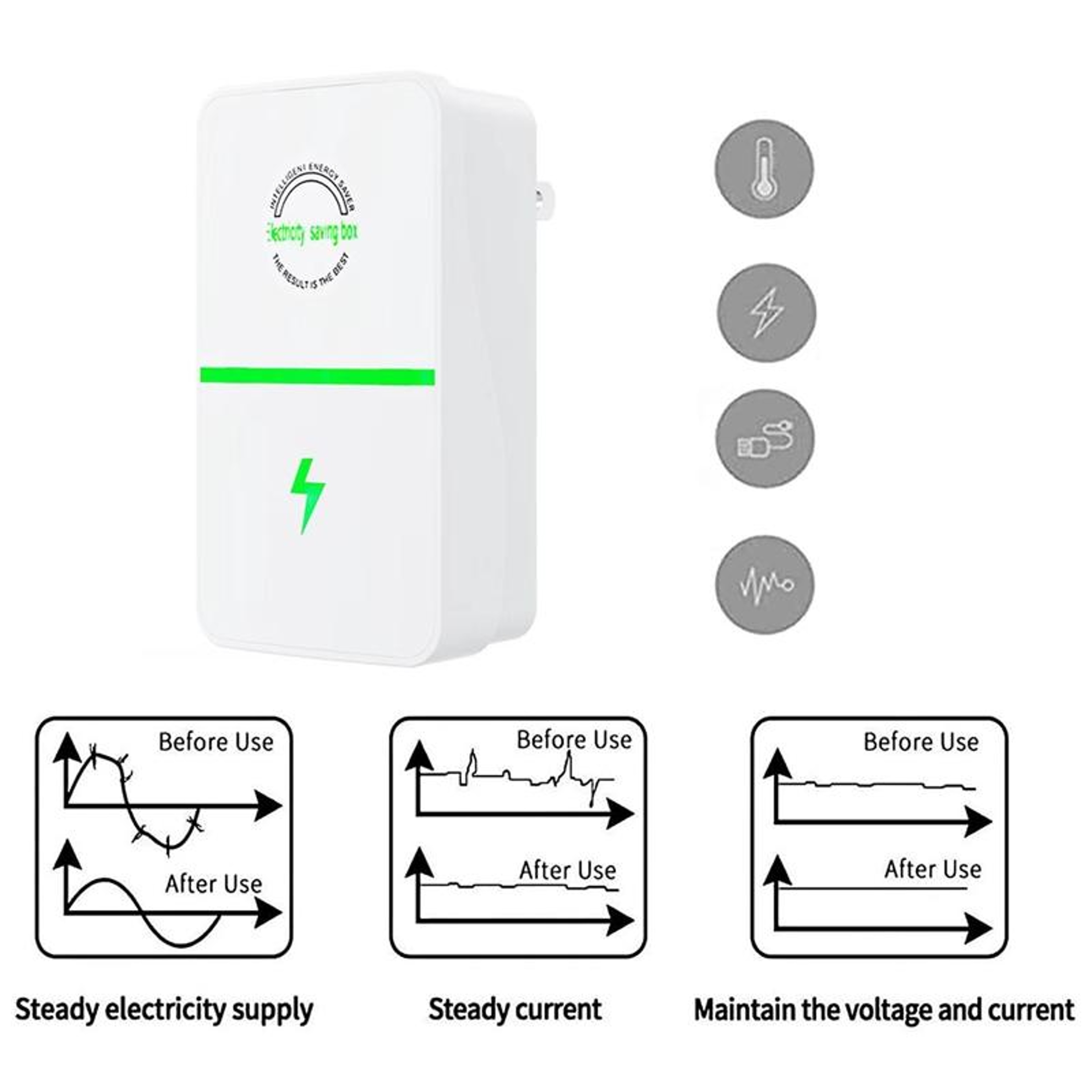 Smart Plugin Electric Energy Saver Voltage Stabilizer For Home Power Protection 1