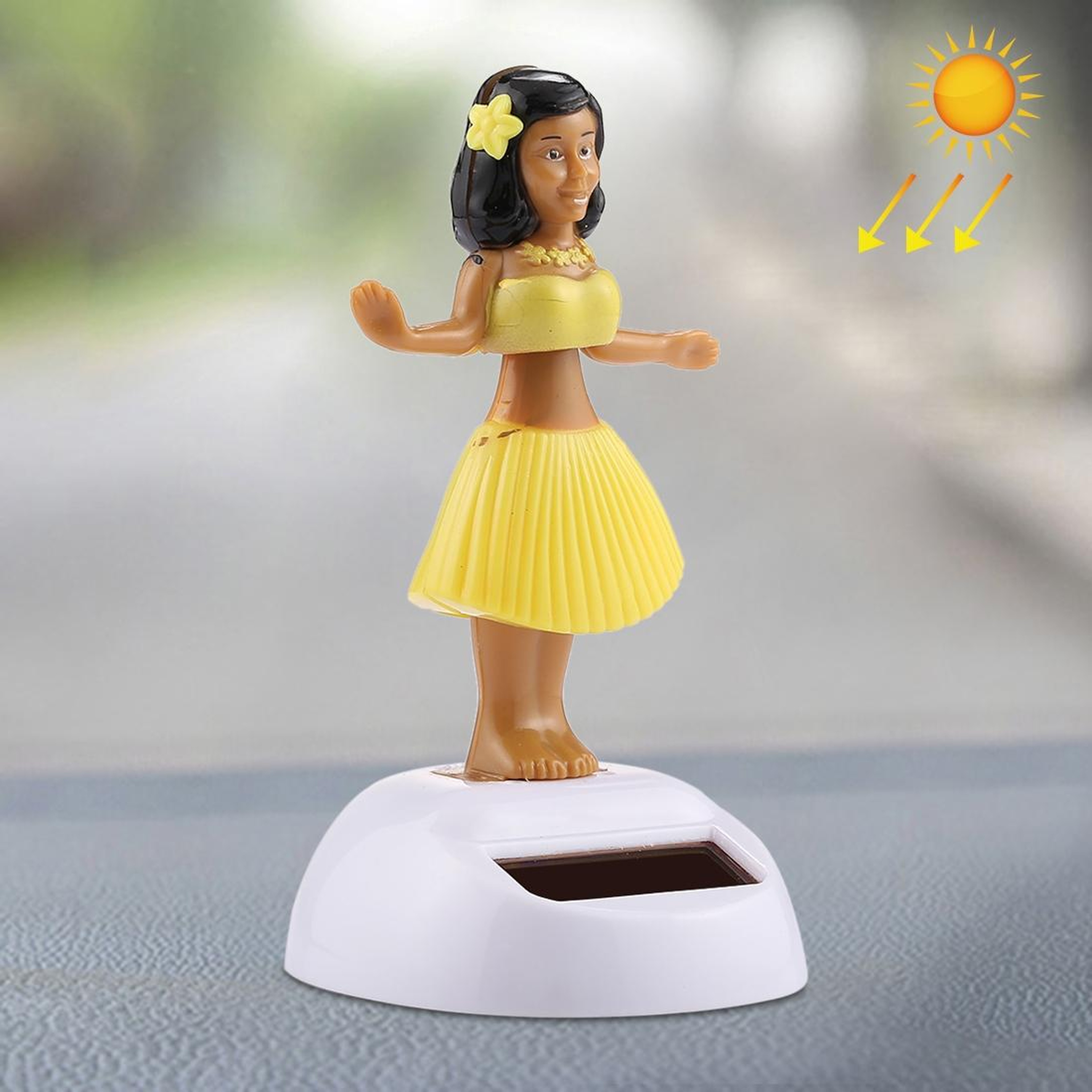 Solar Powered Dancing Hula Girl Dashboard Ornament Cute Bobble Head Car Decoration 0