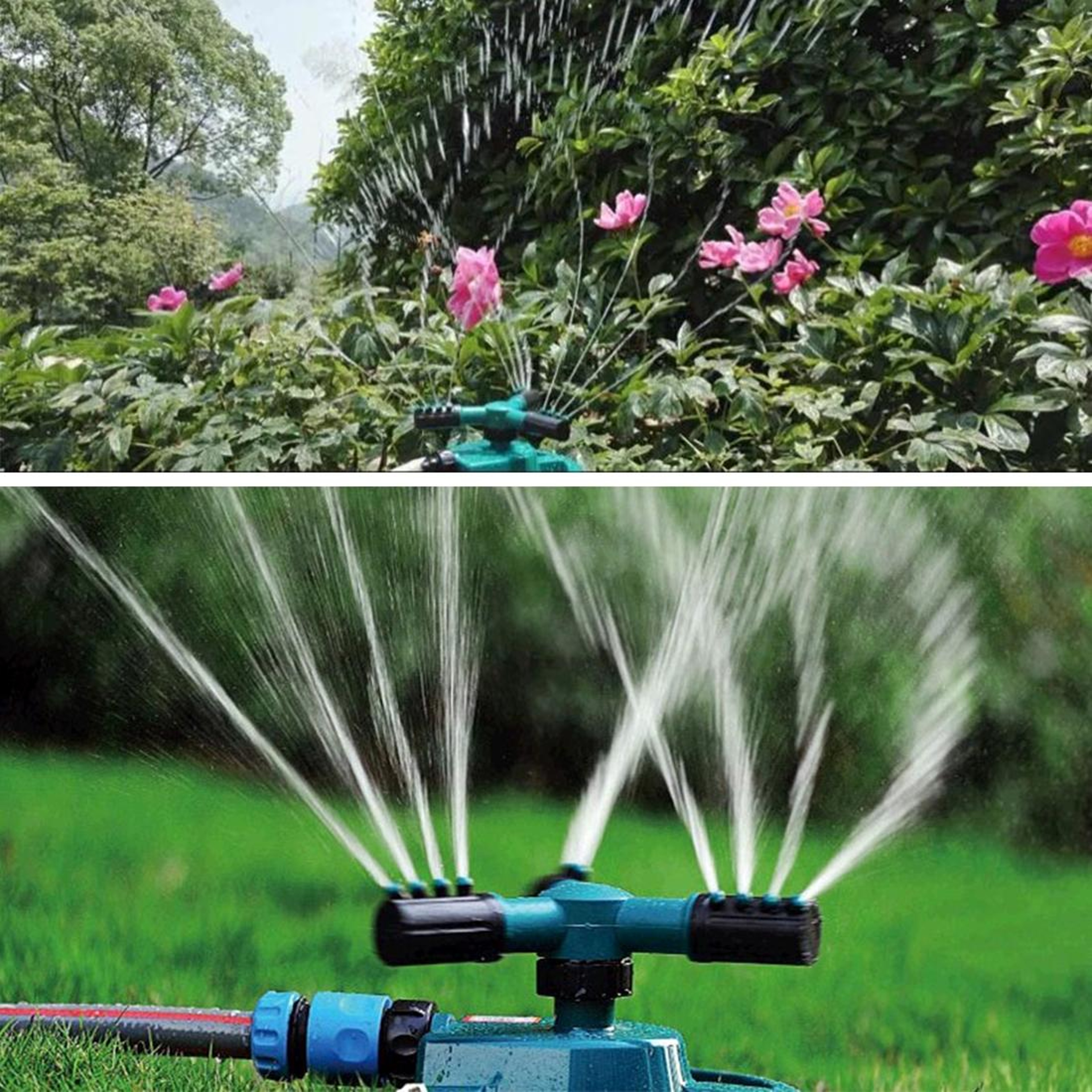 360 Rotating Garden Sprinkler With Adjustable Range  12 Inch Connector 0