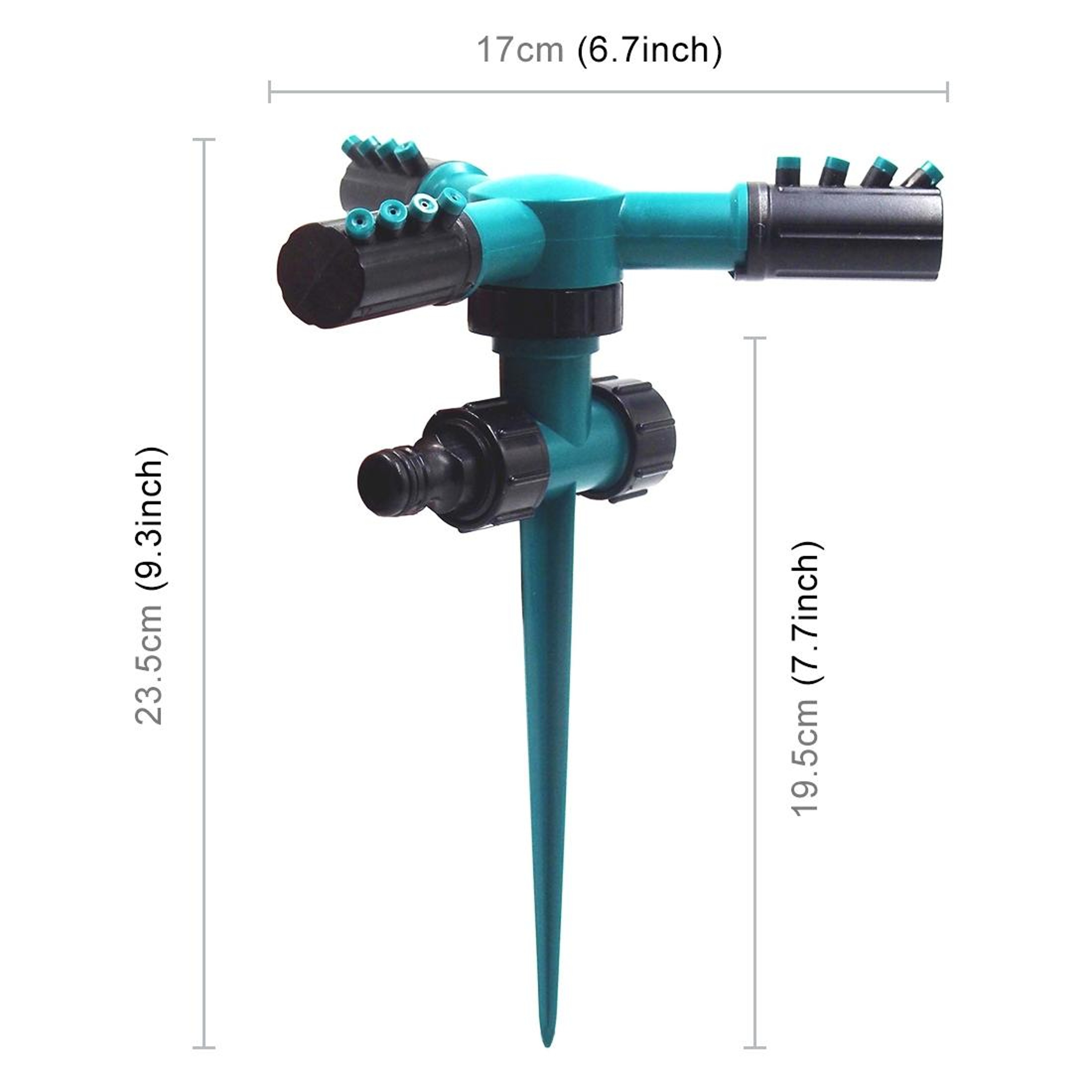 360 Rotating Garden Sprinkler With Adjustable Spray Arms  Spike Base Lawn Irrigation System 3