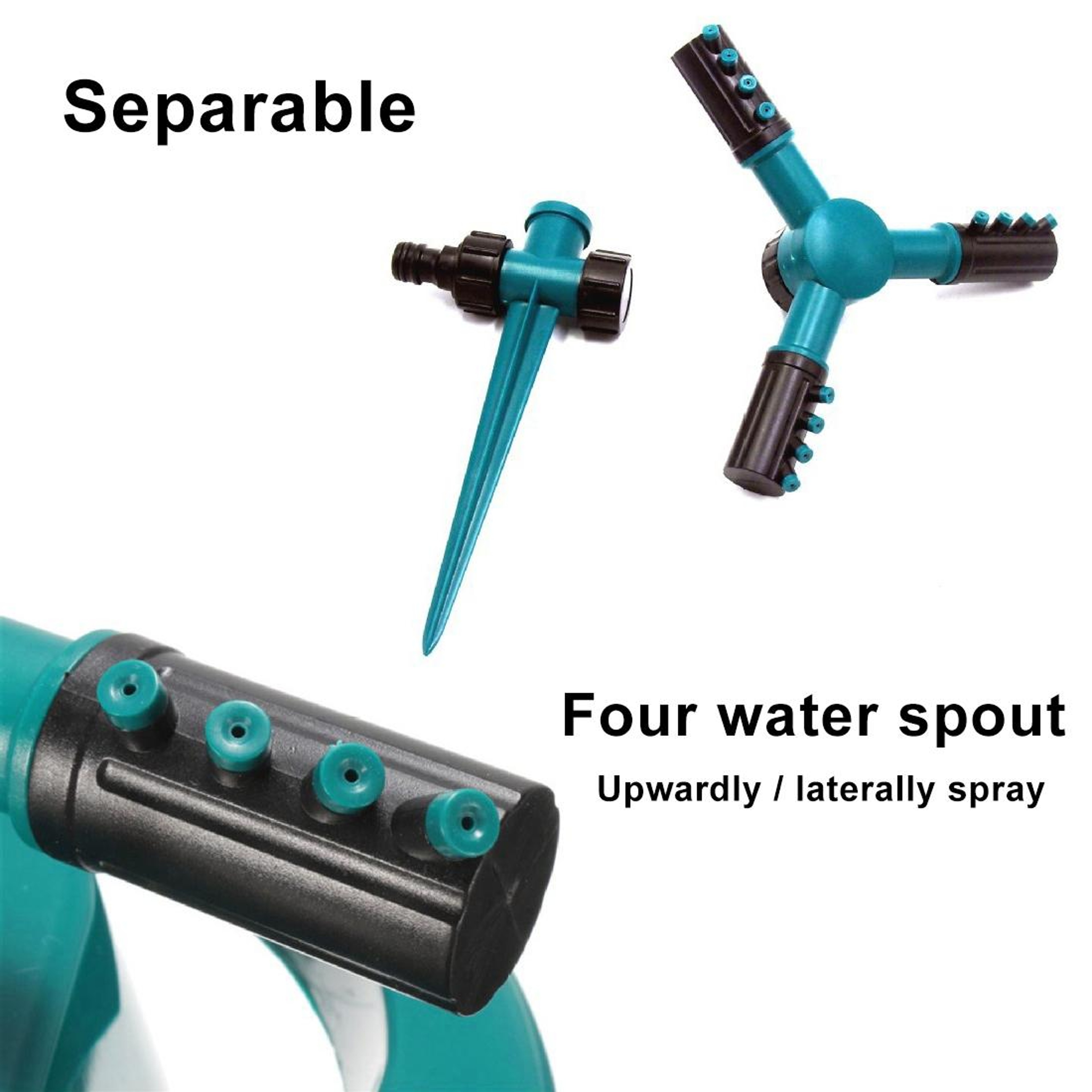 360 Rotating Garden Sprinkler With Adjustable Spray Arms  Spike Base Lawn Irrigation System 6
