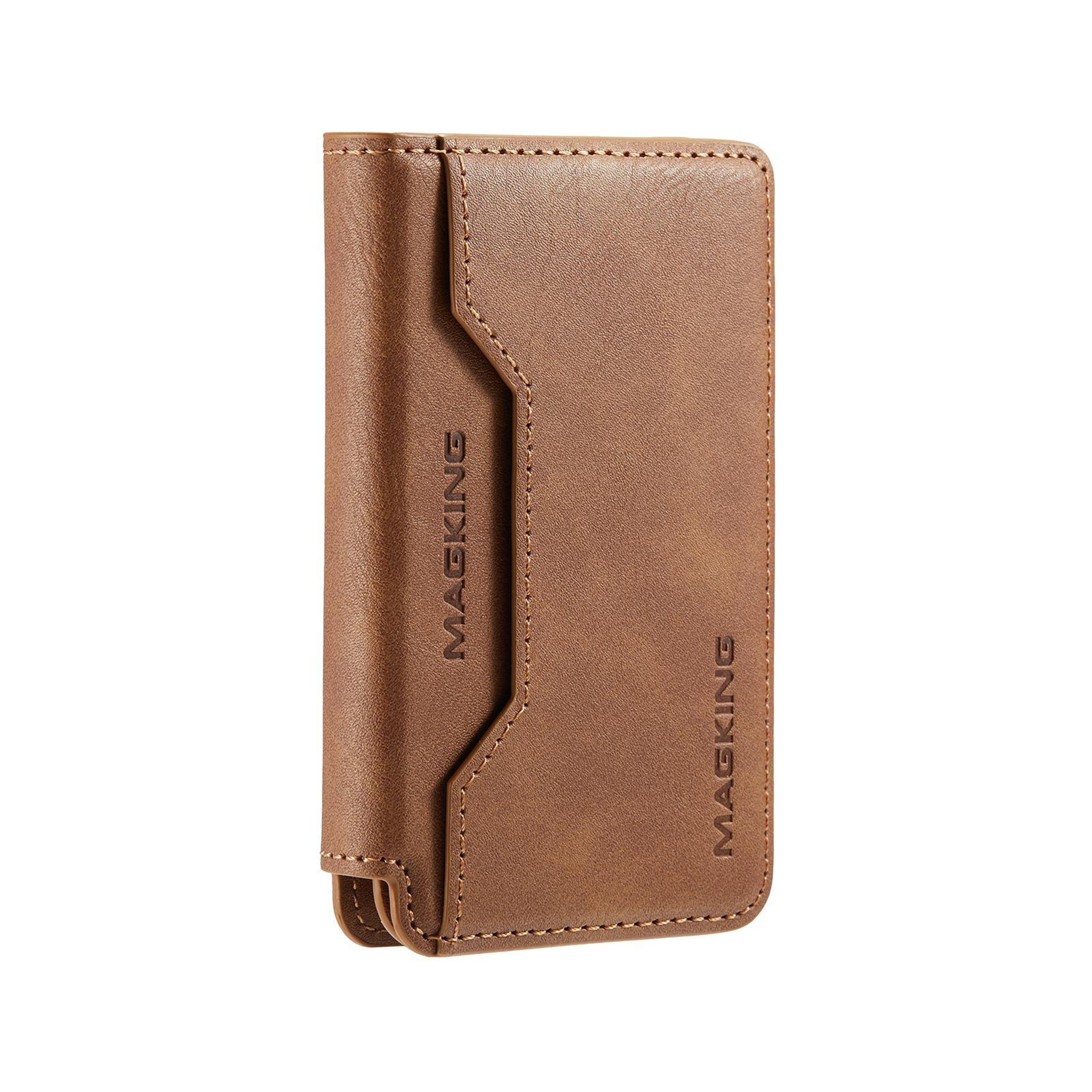 MagSafe RFID Card Holder Wallet With Leather TriFold Magnetic Phone Stand 7