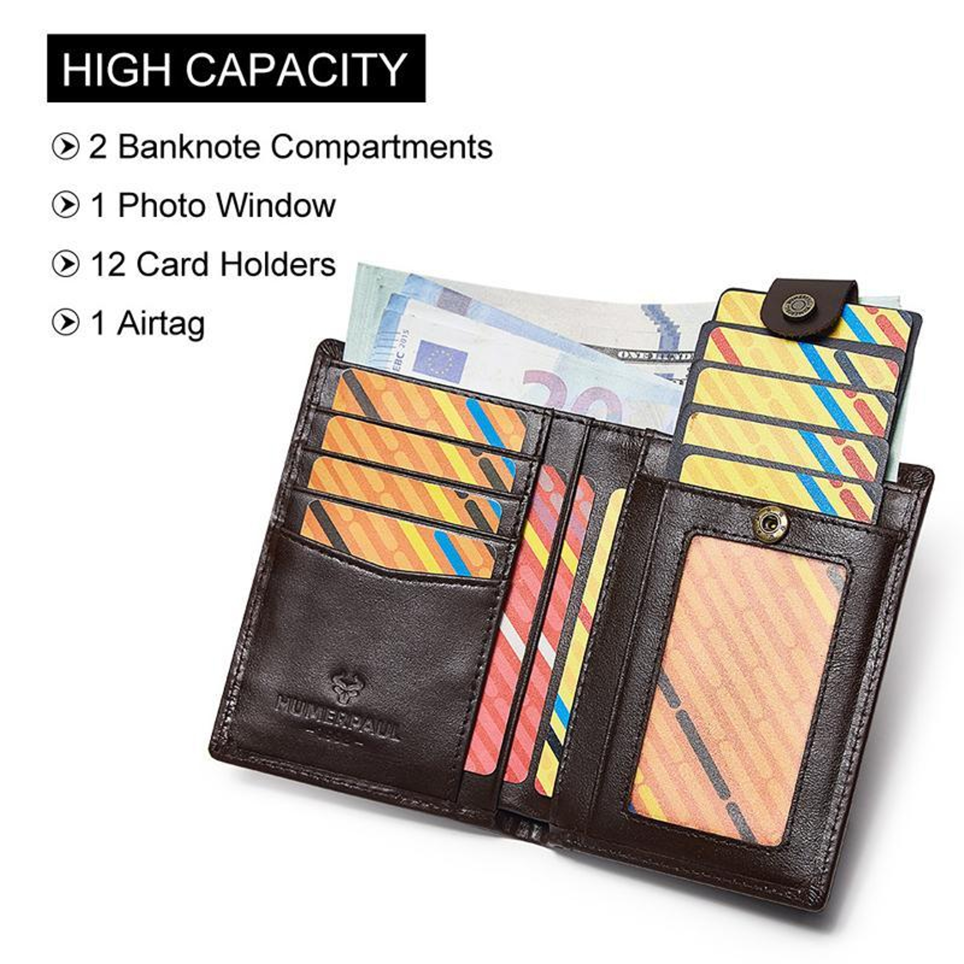 RFID Blocking AirTag Wallet Leather Card Holder With PullOut Slots  Tracker Pocket 1