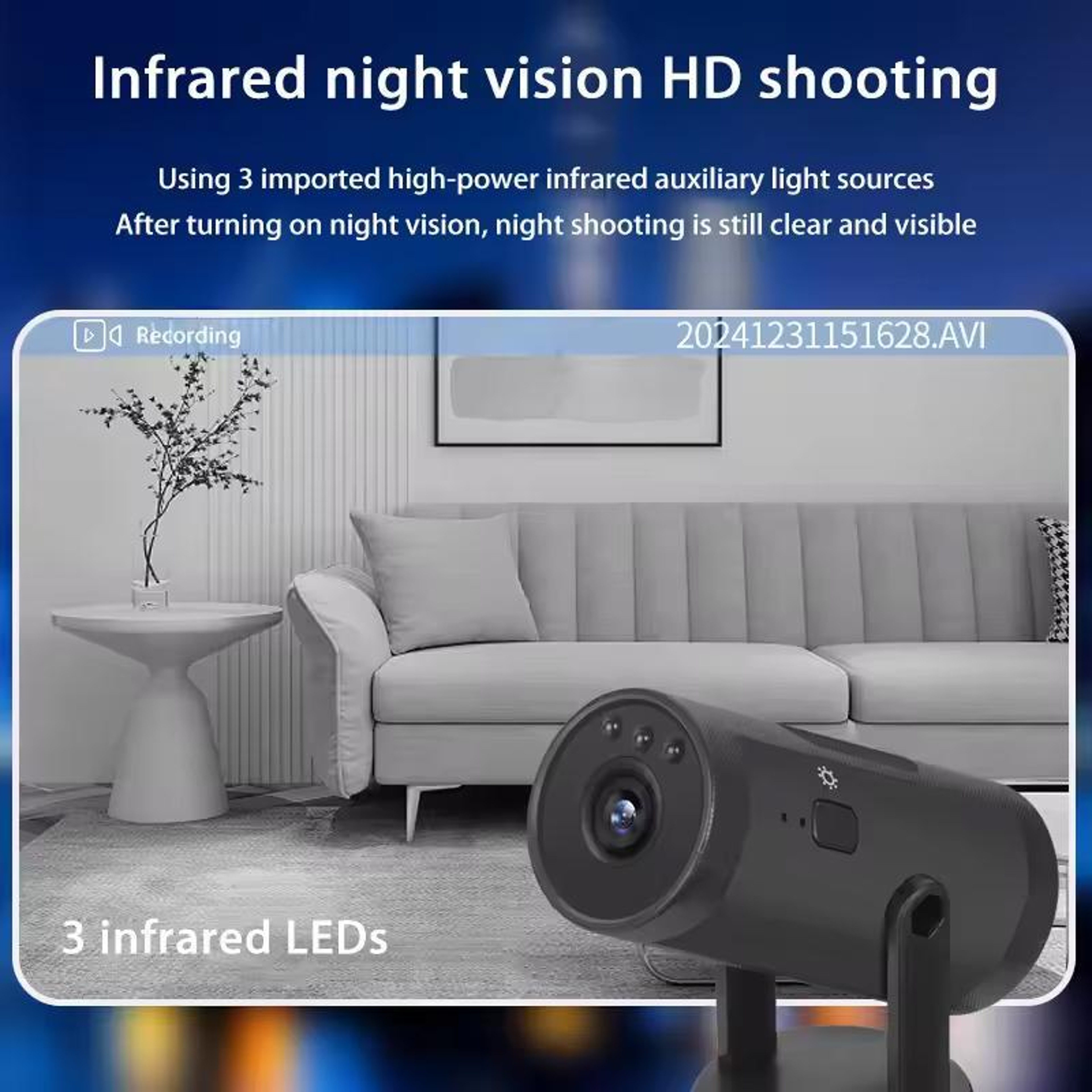 Smart WiFi Home Security Camera with Night Vision for Pets Kids Monitoring – view 7