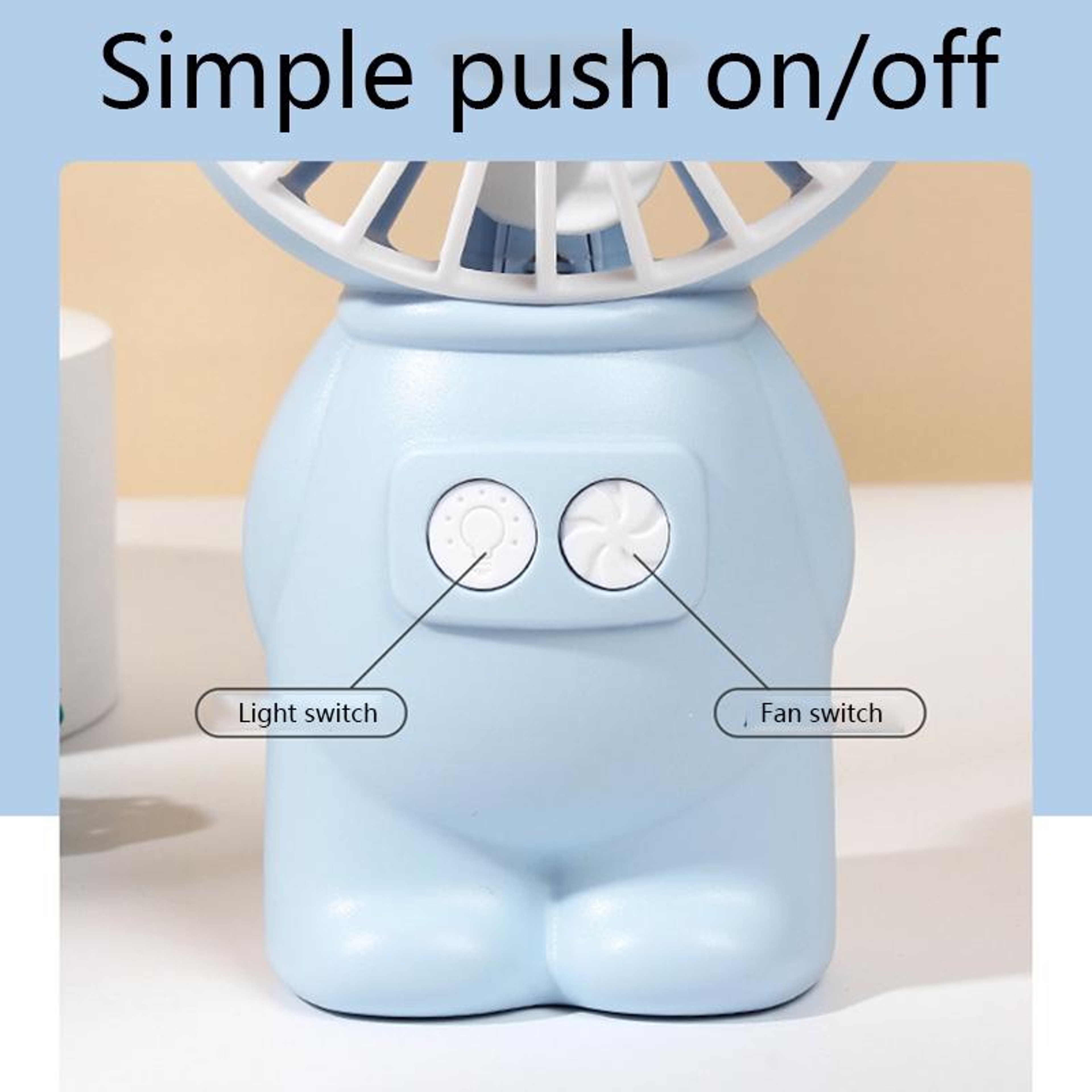 Portable USB Handheld Fan With Night Light Quiet Mini Desk Fan For Office Travel Camping 2