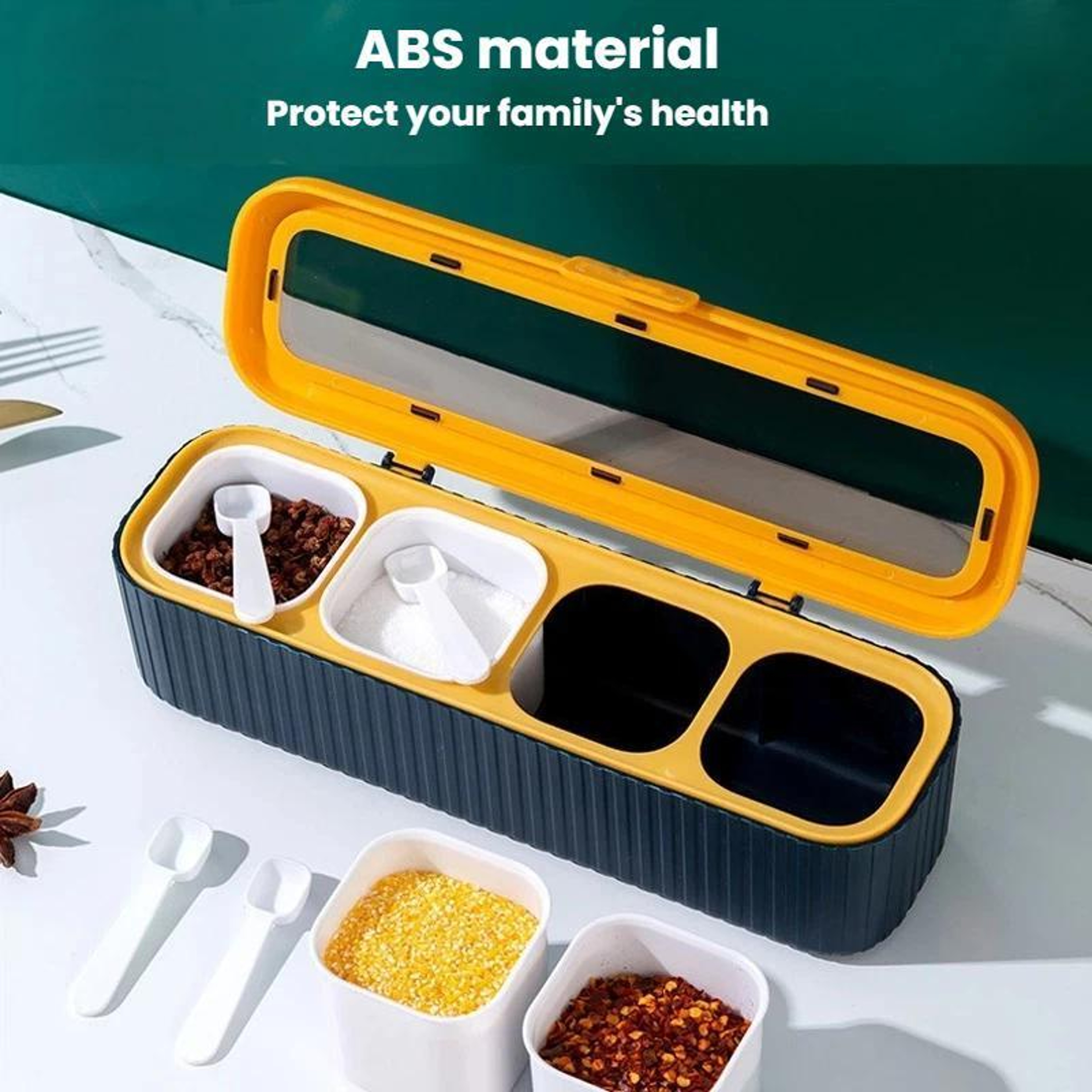 4Grid Airtight Spice Organizer Box Transparent Spice Storage Container For Kitchen Counter 1