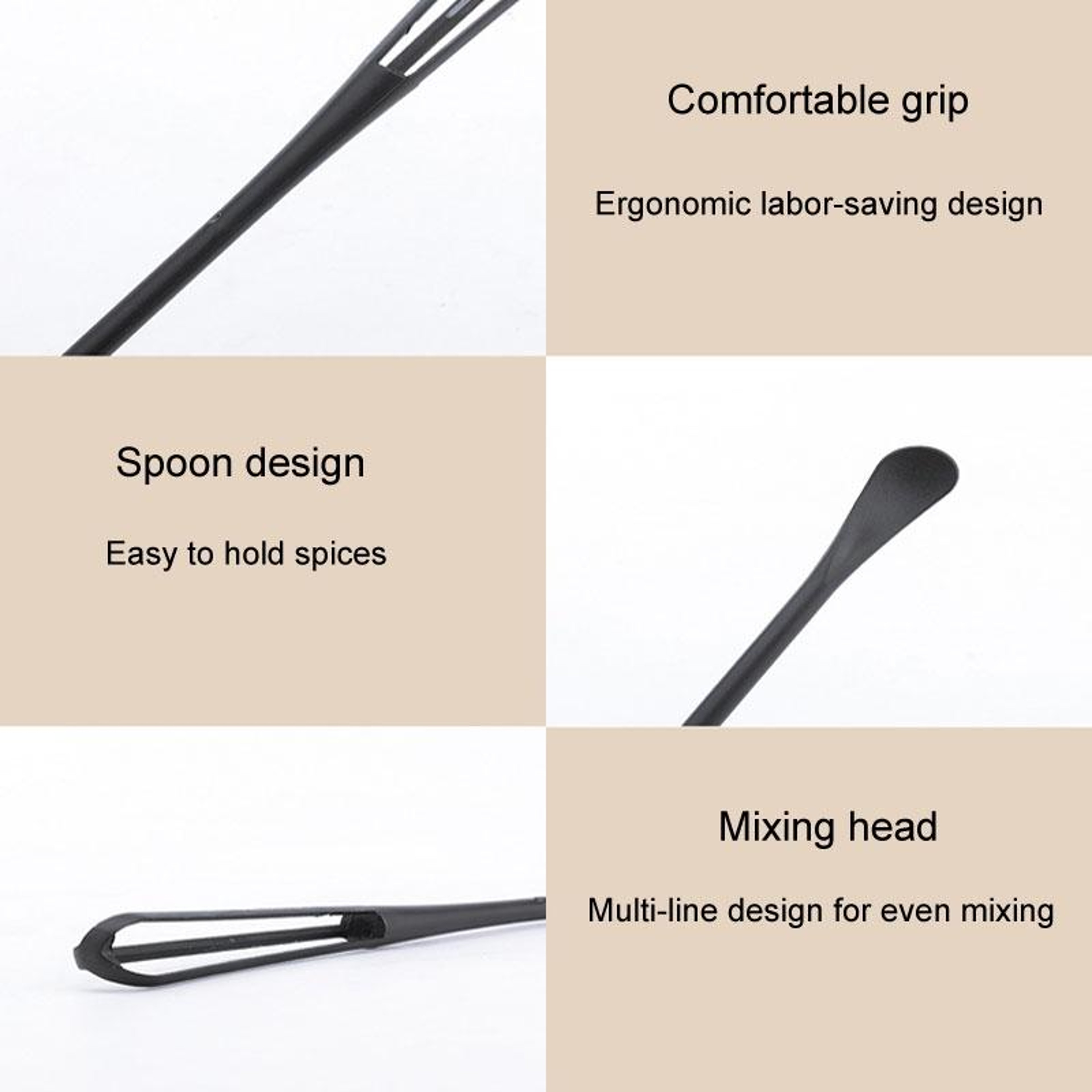 Mini Egg Whisk With Spoon Multifunction Kitchen Stirring Tool 2