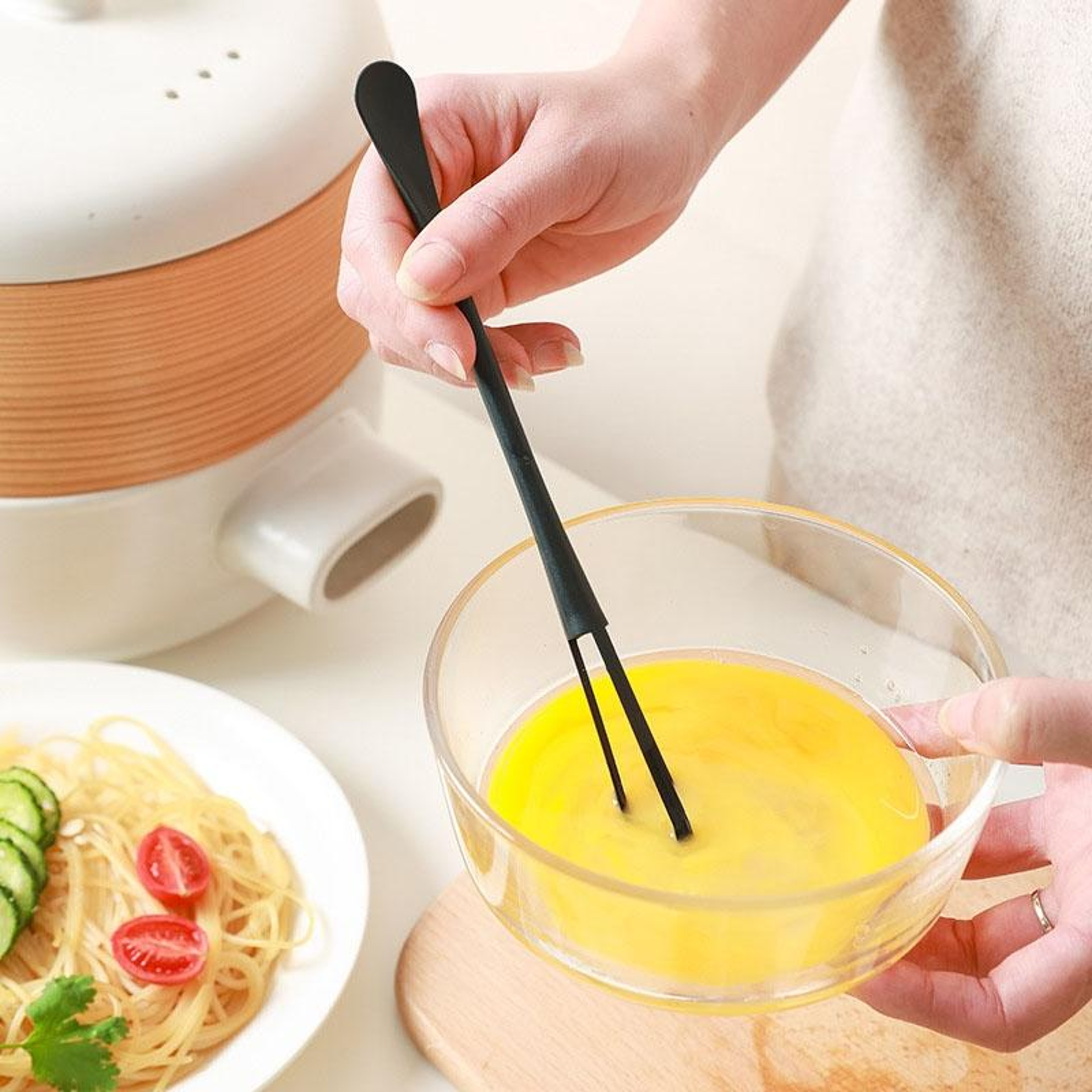 Mini Egg Whisk With Spoon Multifunction Kitchen Stirring Tool 5