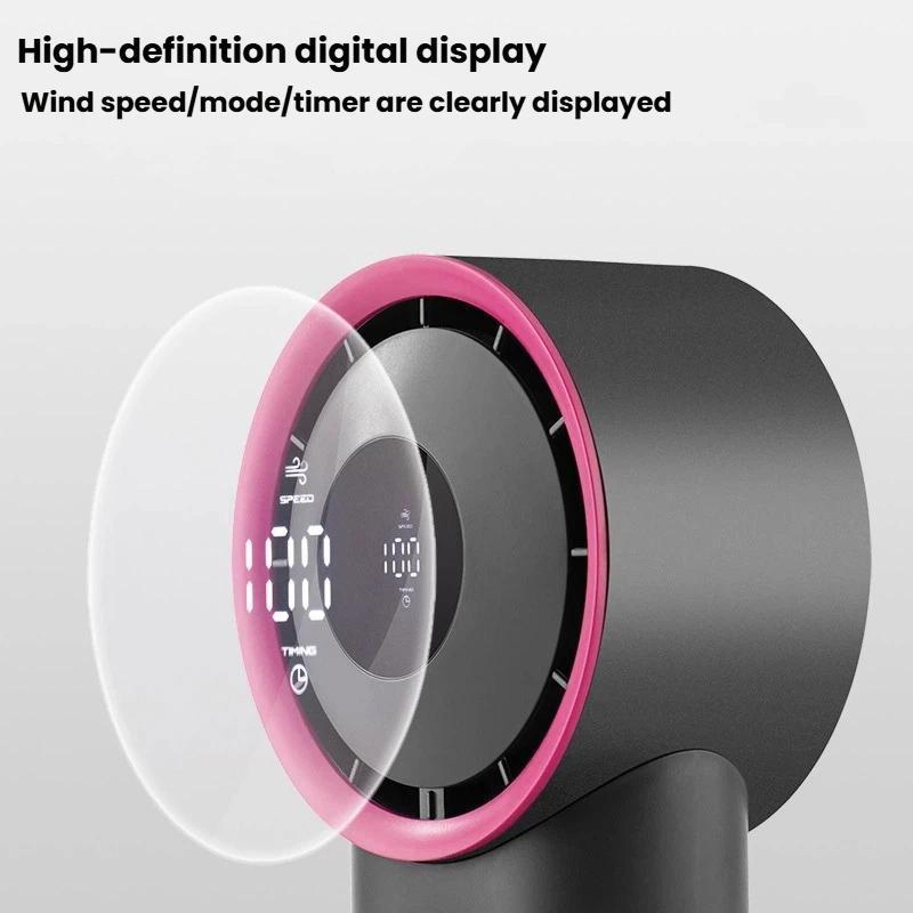 USB Rechargeable Desktop Fan with LED Display, Stepless Speed Control & Timer – view 3