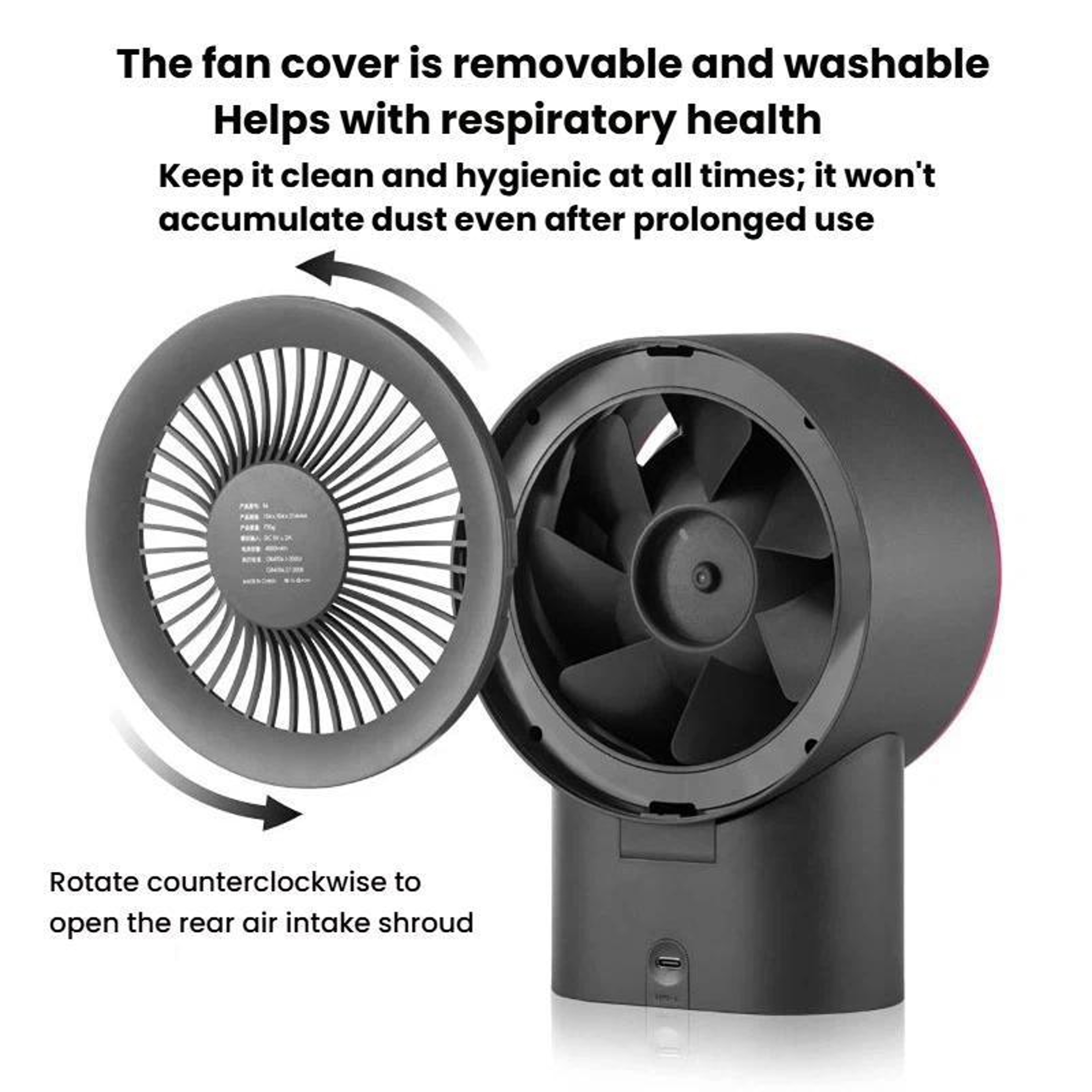 USB Rechargeable Desktop Fan with LED Display, Stepless Speed Control & Timer – view 7
