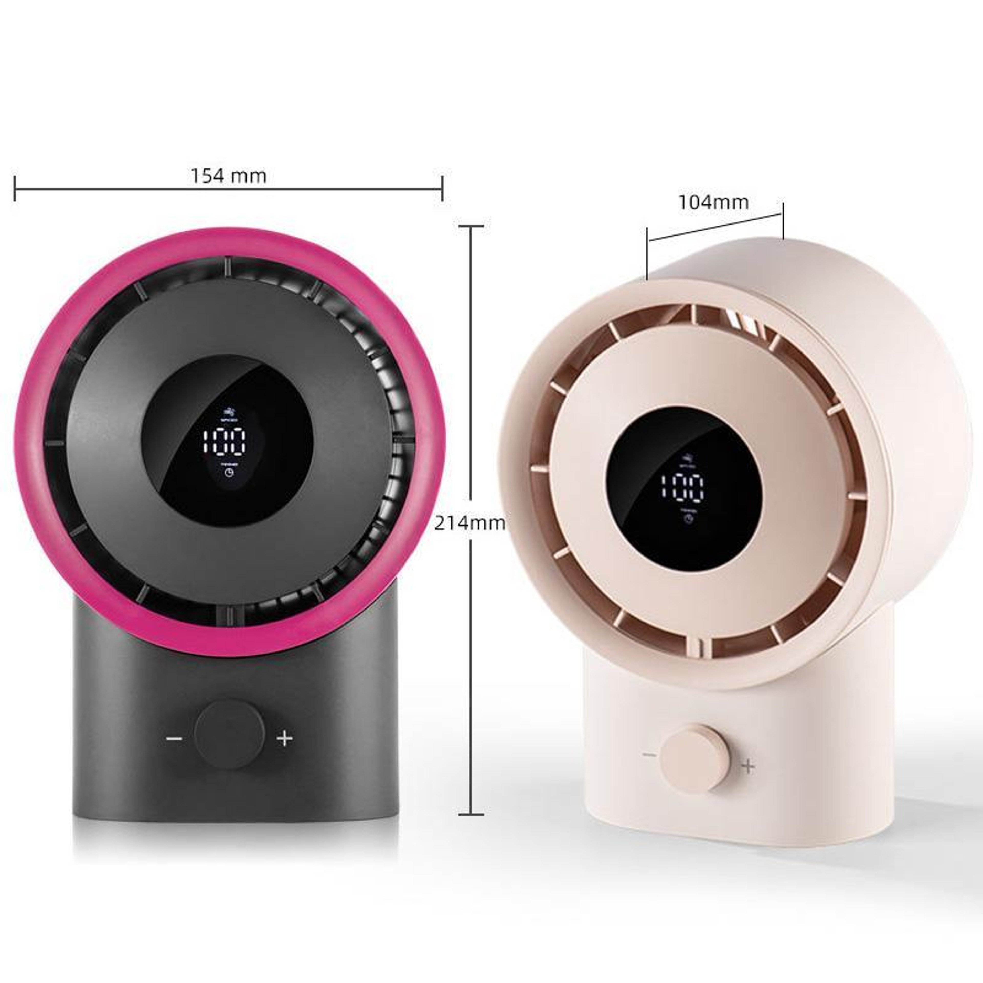 USB Rechargeable Desktop Fan with LED Display, Stepless Speed Control & Timer – view 9