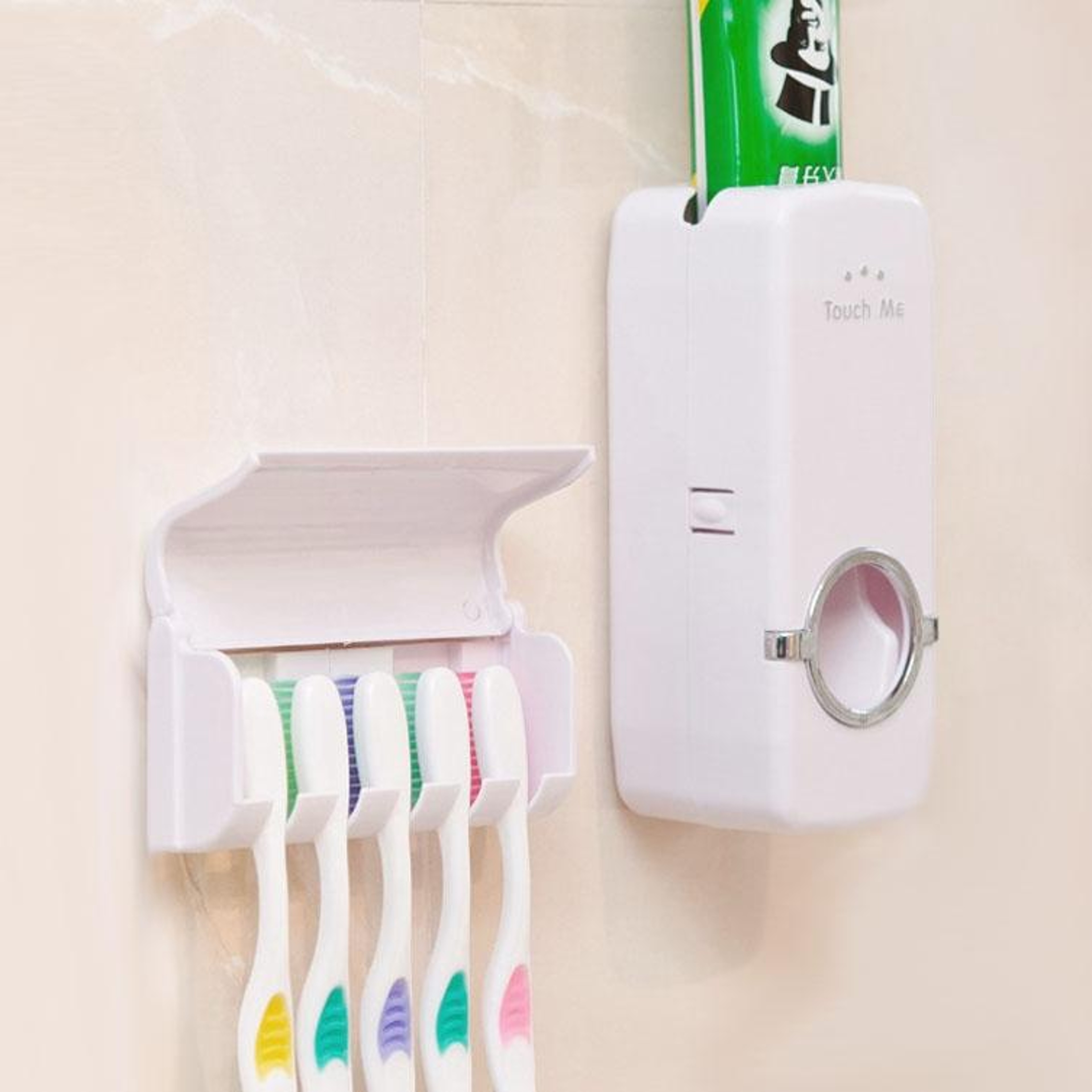 Hands Free Automatic Toothpaste Dispenser  Wall Mount Toothbrush Holder 0