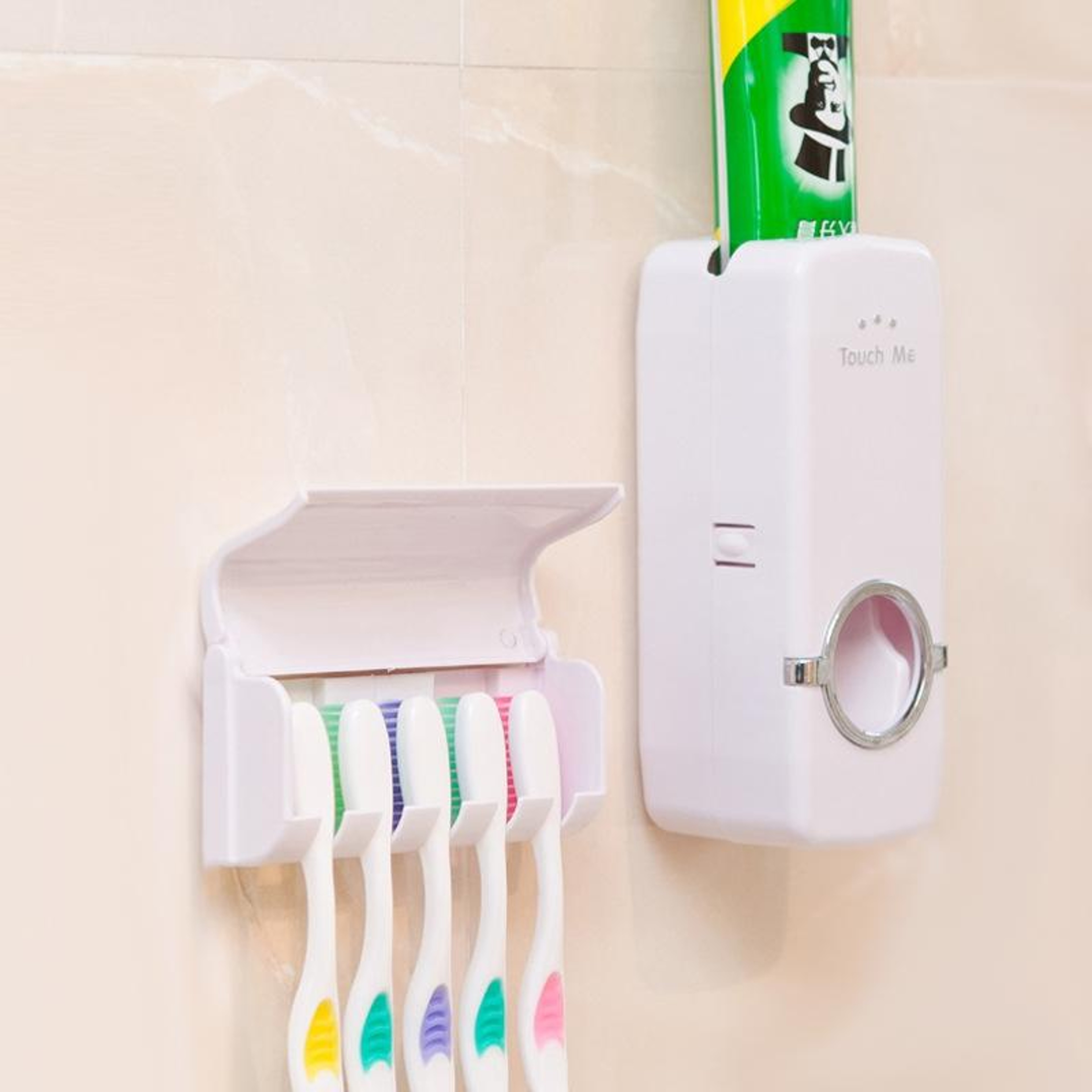 Hands Free Automatic Toothpaste Dispenser  Wall Mount Toothbrush Holder 4