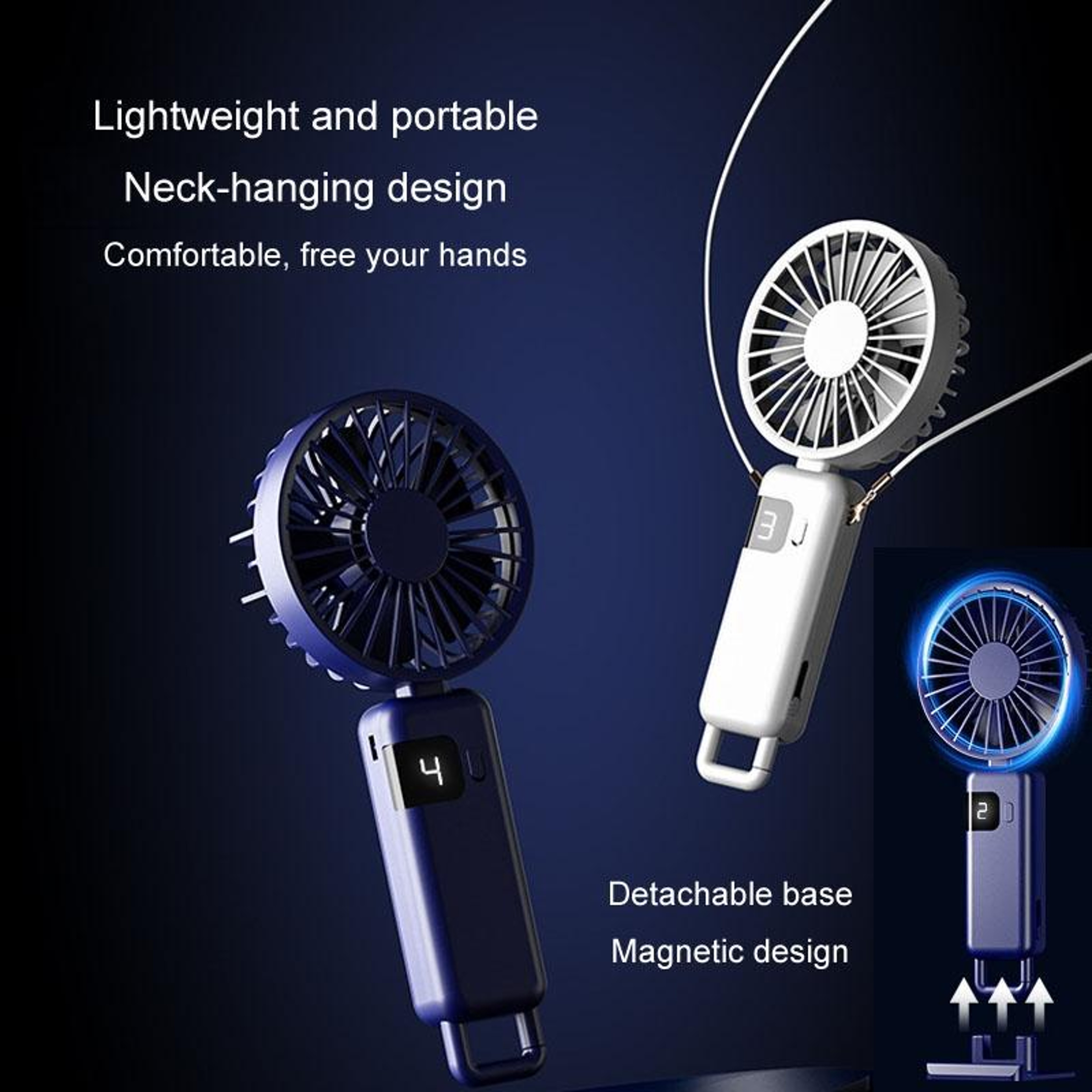 Portable Neck Fan With Digital Display USB Rechargeable Foldable Mini Handheld Fan 9