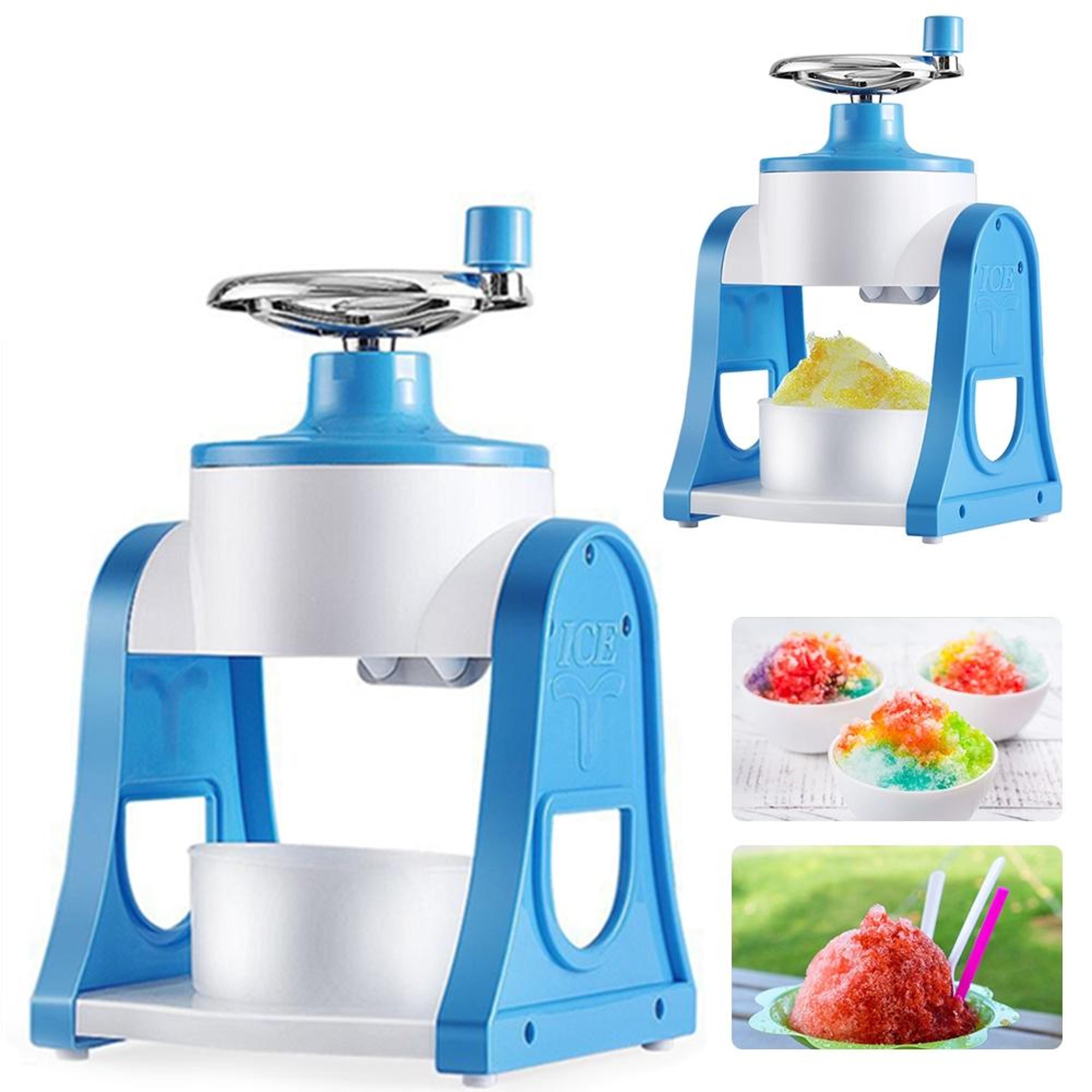 Manual Ice Crusher  Shaved Ice Maker With Hand Crank Portable Smoothie  Snow Cone Machine 5