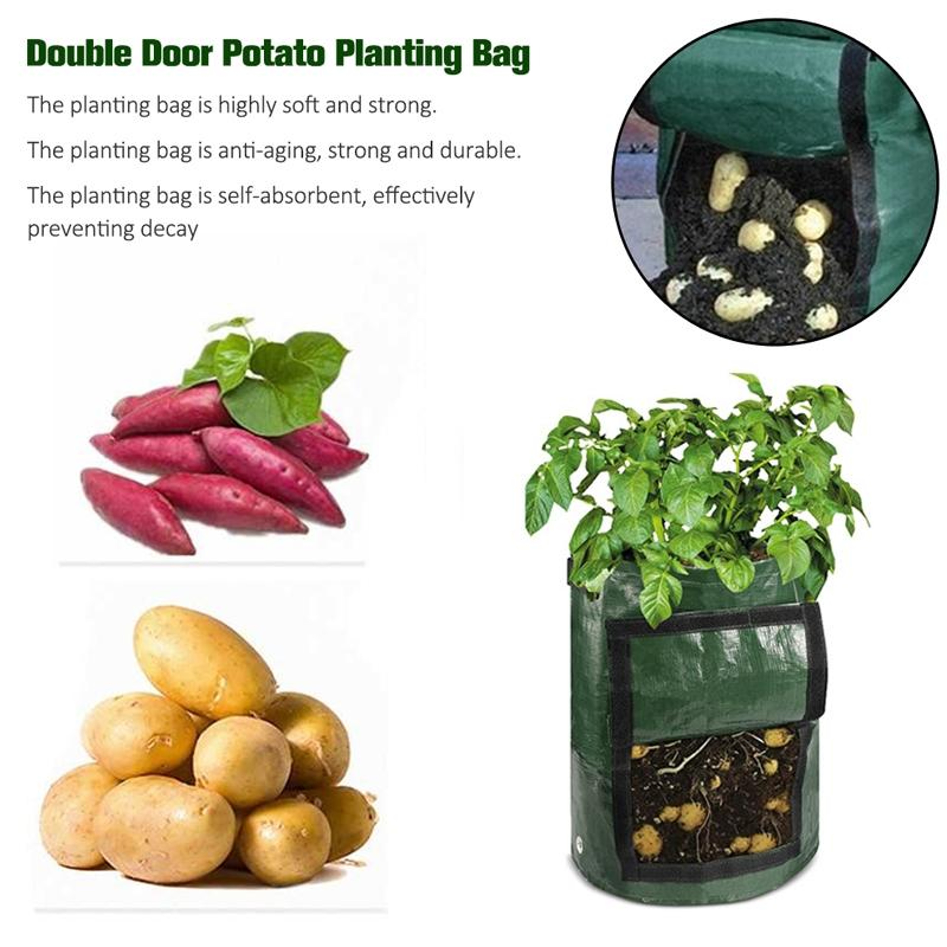 Heavy Duty Potato Grow Bags With Harvest Window Reusable Garden Planting Bags For Vegetables 15