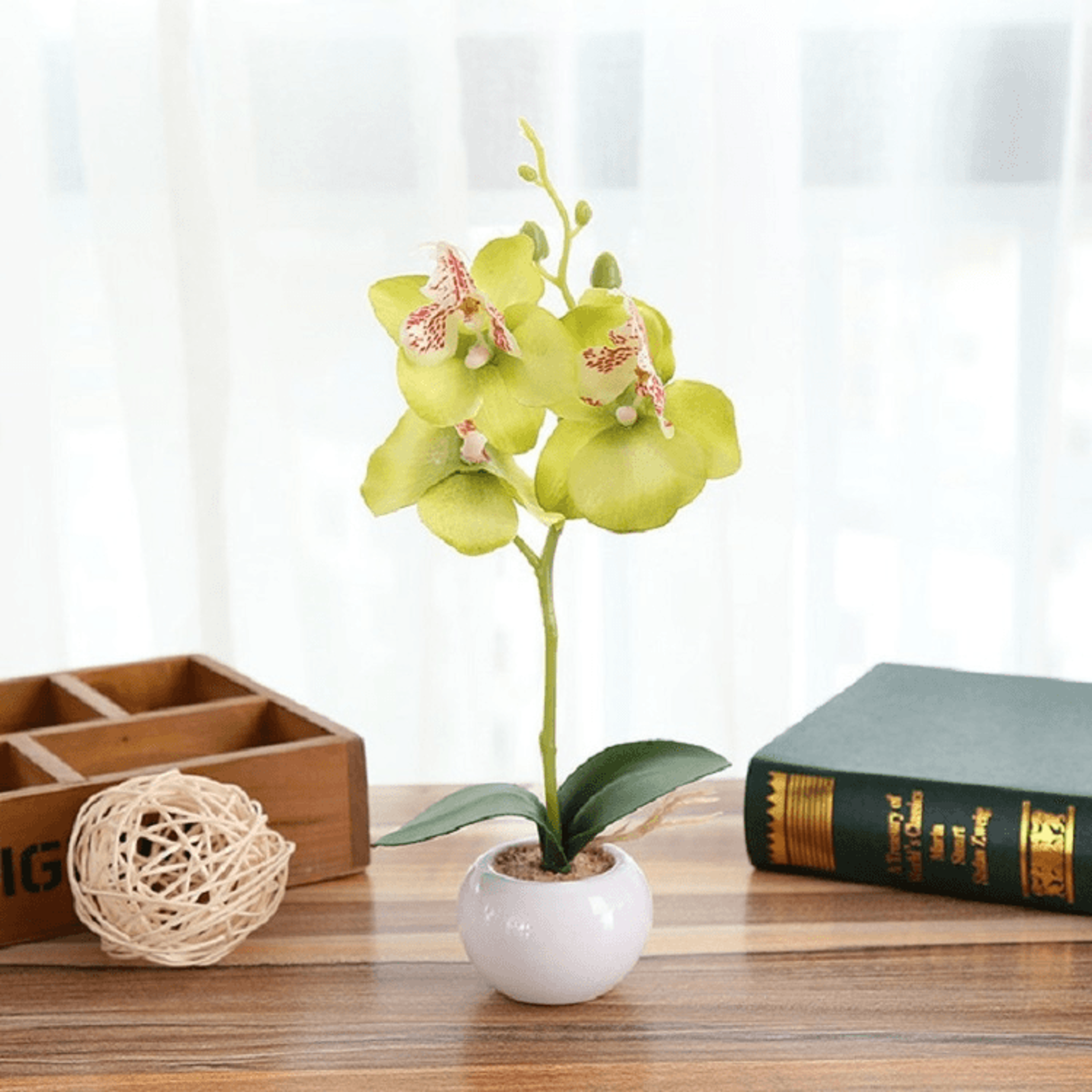 Artificial Orchid Plant In Ceramic Pot Decorative Potted Flowers For Home Office Decor 8