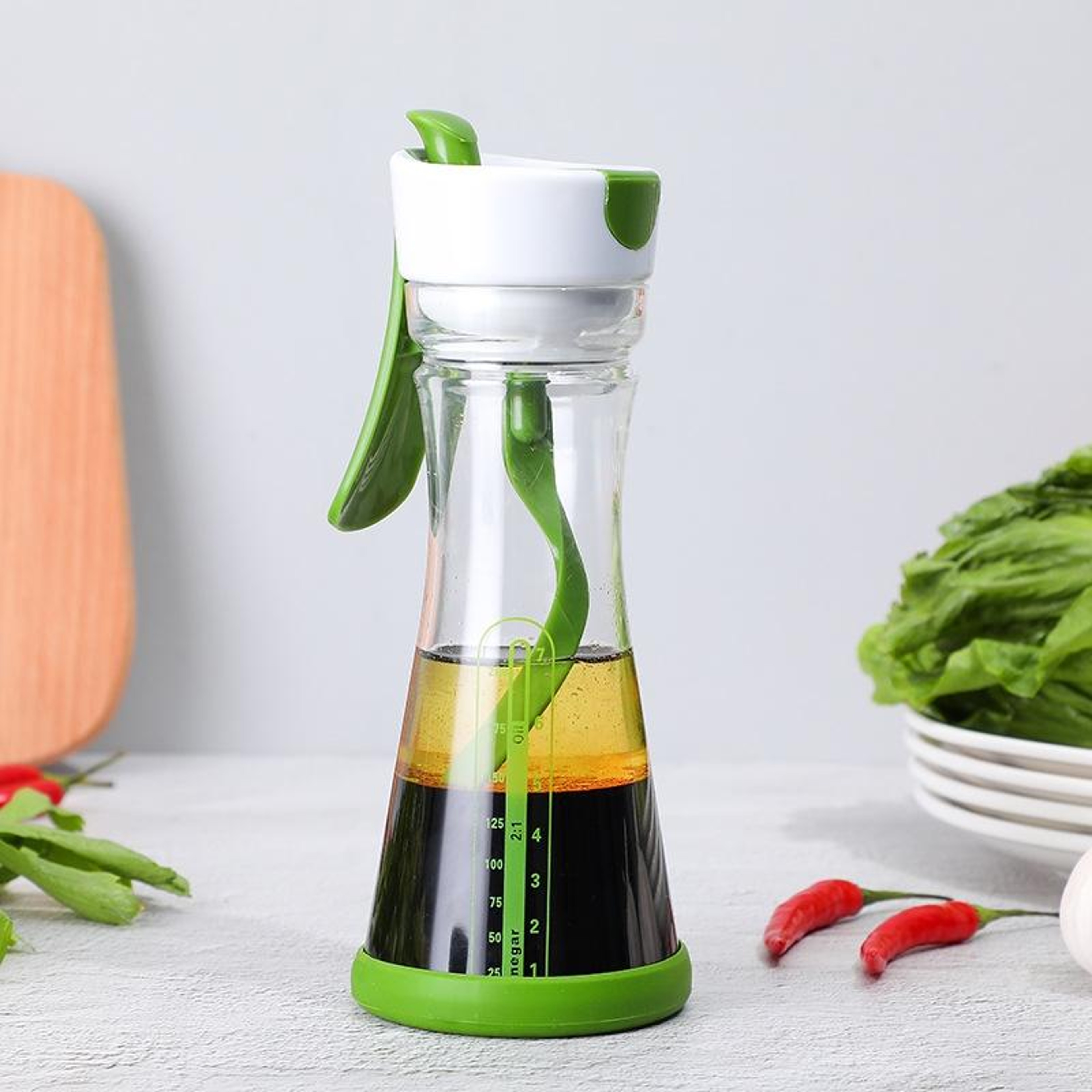 Leakproof Salad Dressing Shaker Bottle with Measurements – view 2
