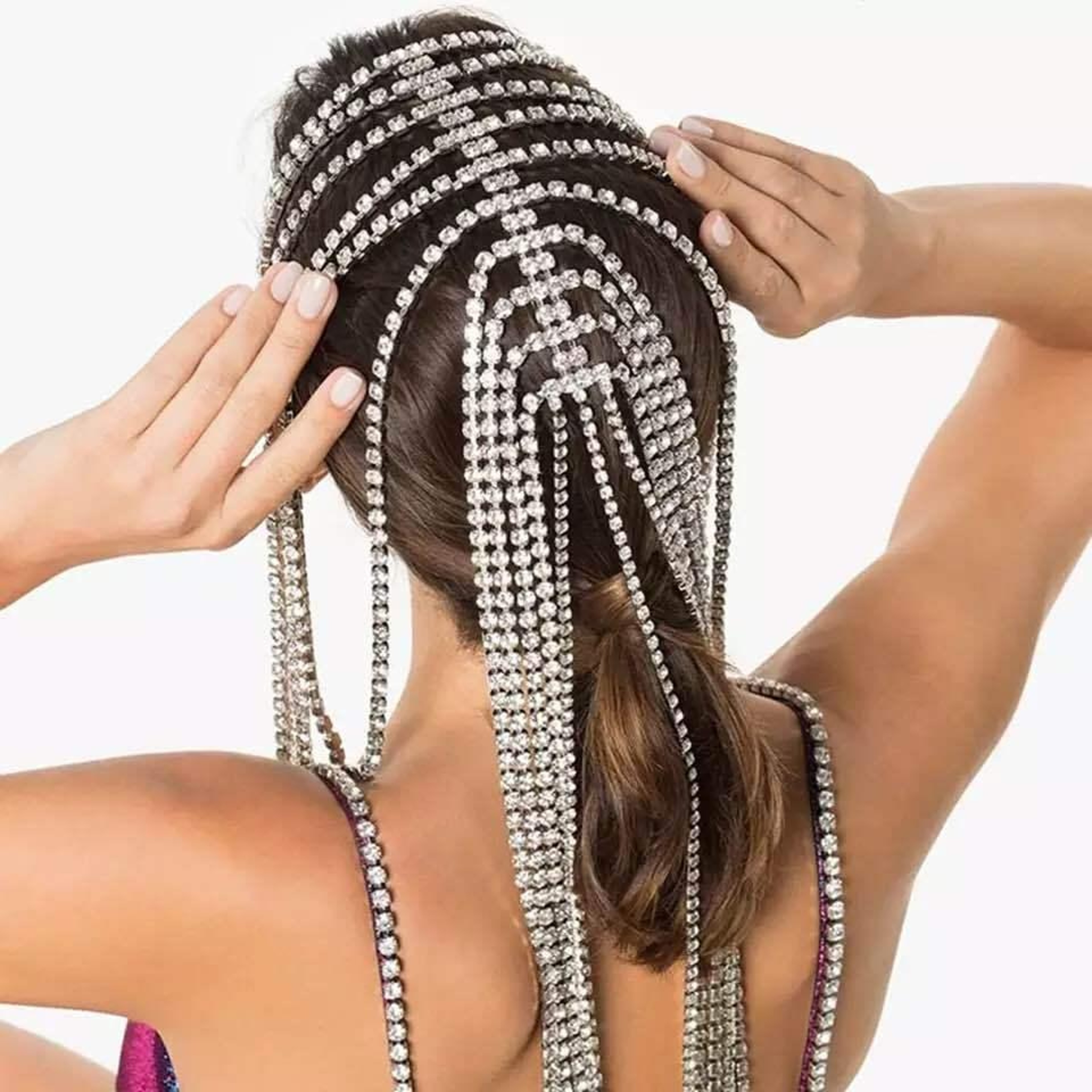 Crystal Rhinestone Tassel Headband For Weddings And Parties 3