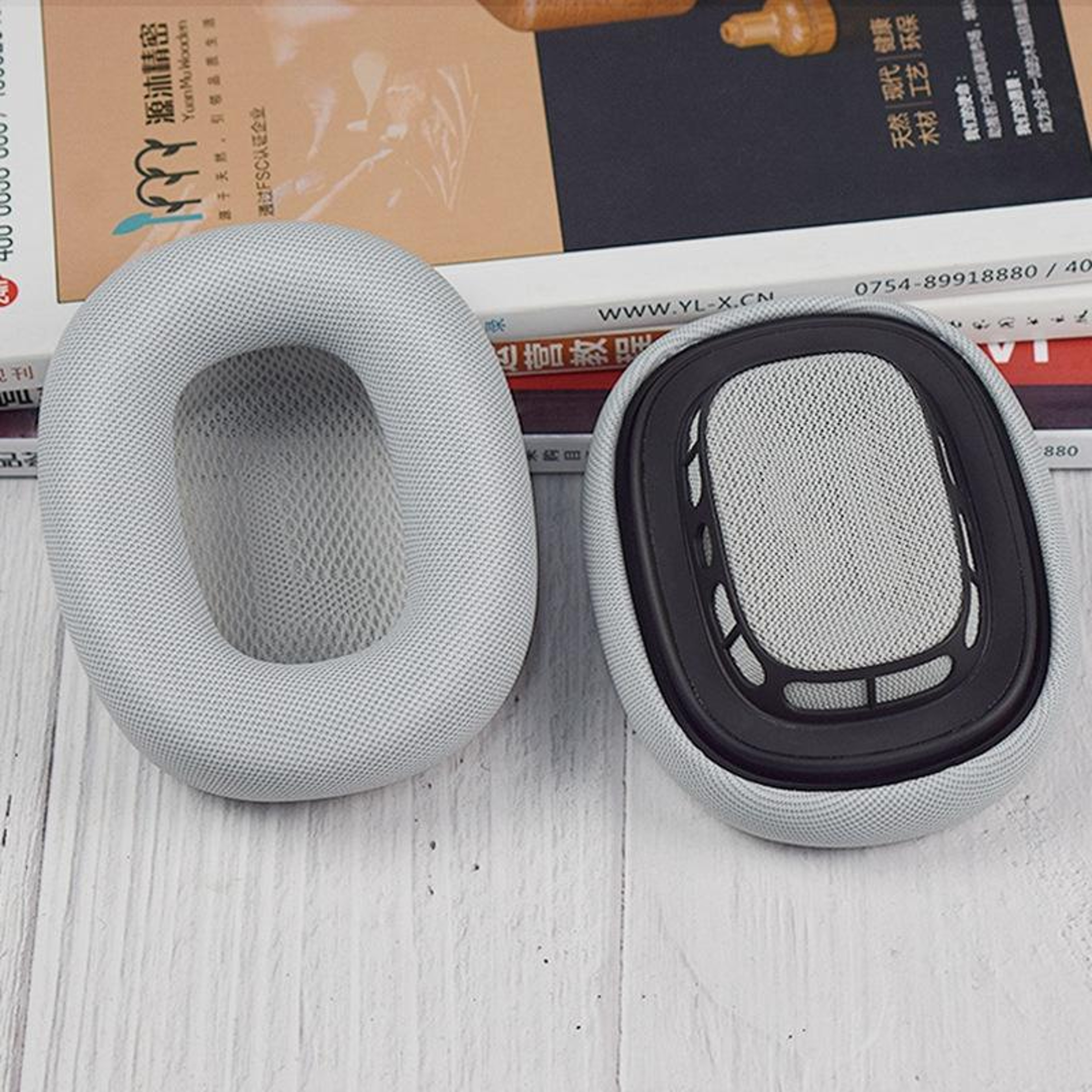 Light Gray AirPods Max Replacement Ear Pads With Mesh Comfort And Magnetic Fit 1