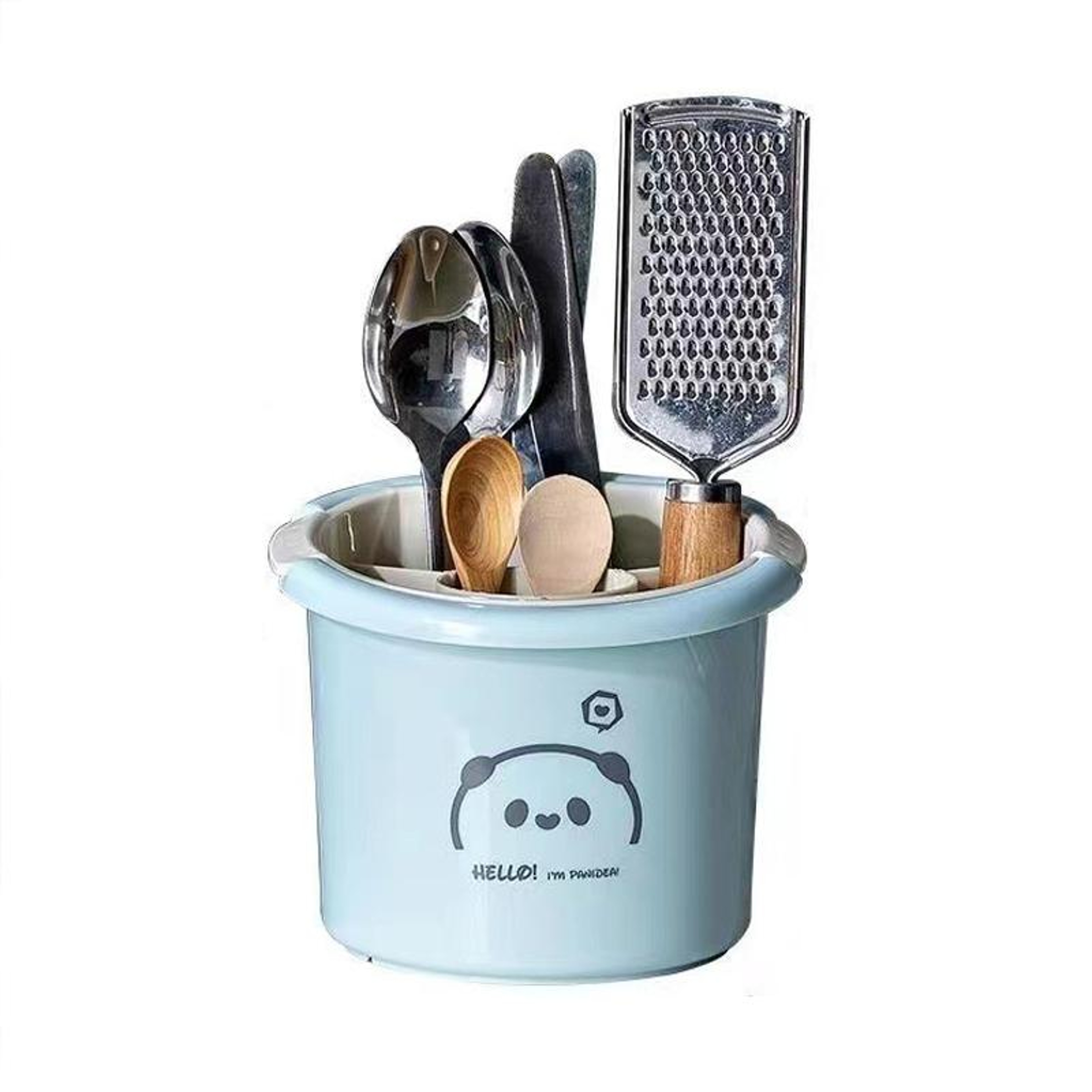 Double Layer Kitchen Utensil Holder With Drain Tray Chopsticks Storage Rack Organizer 2