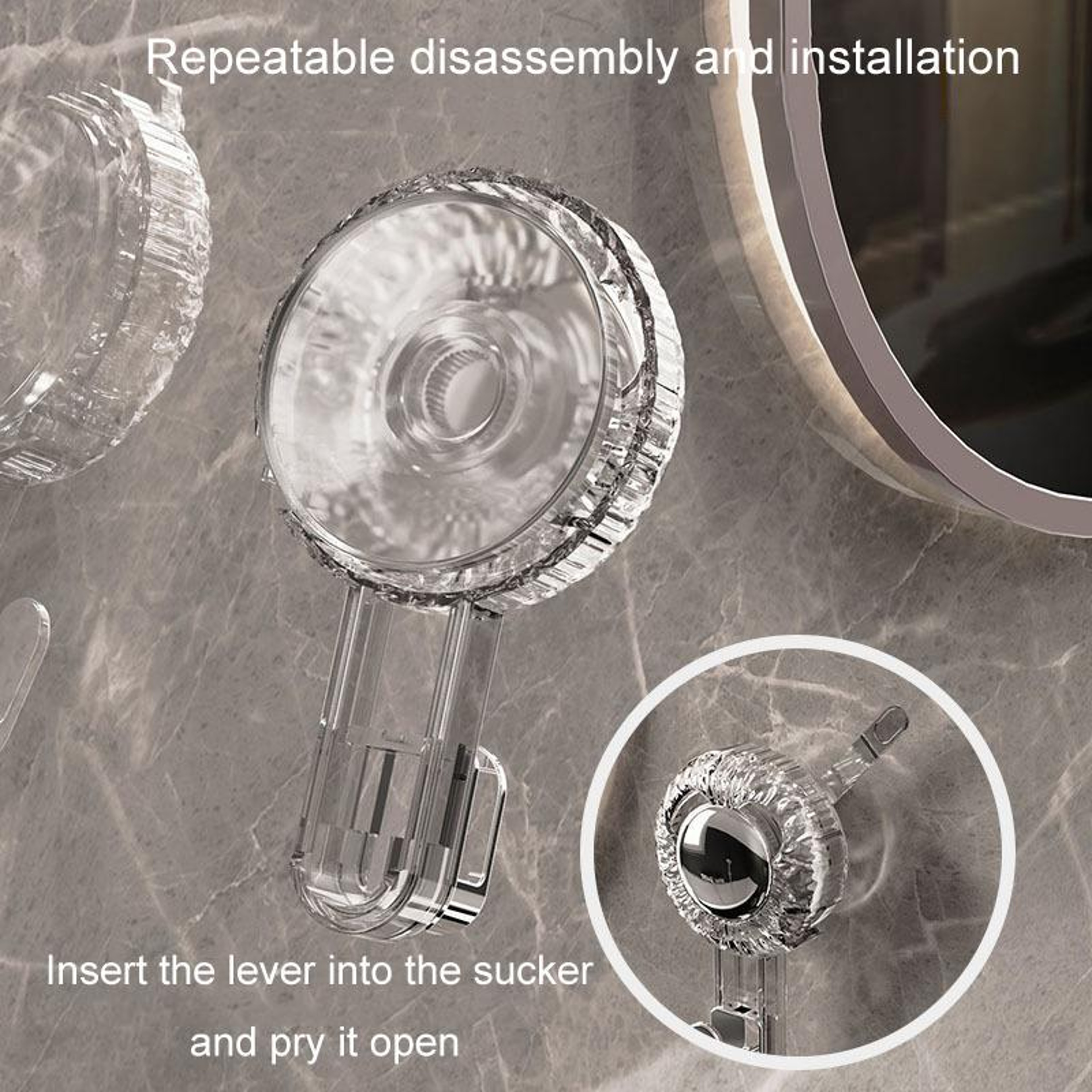 Rotary Vacuum Suction Hook Strong Suction Cup Hook For Bathroom Kitchen Wall Organizer 4