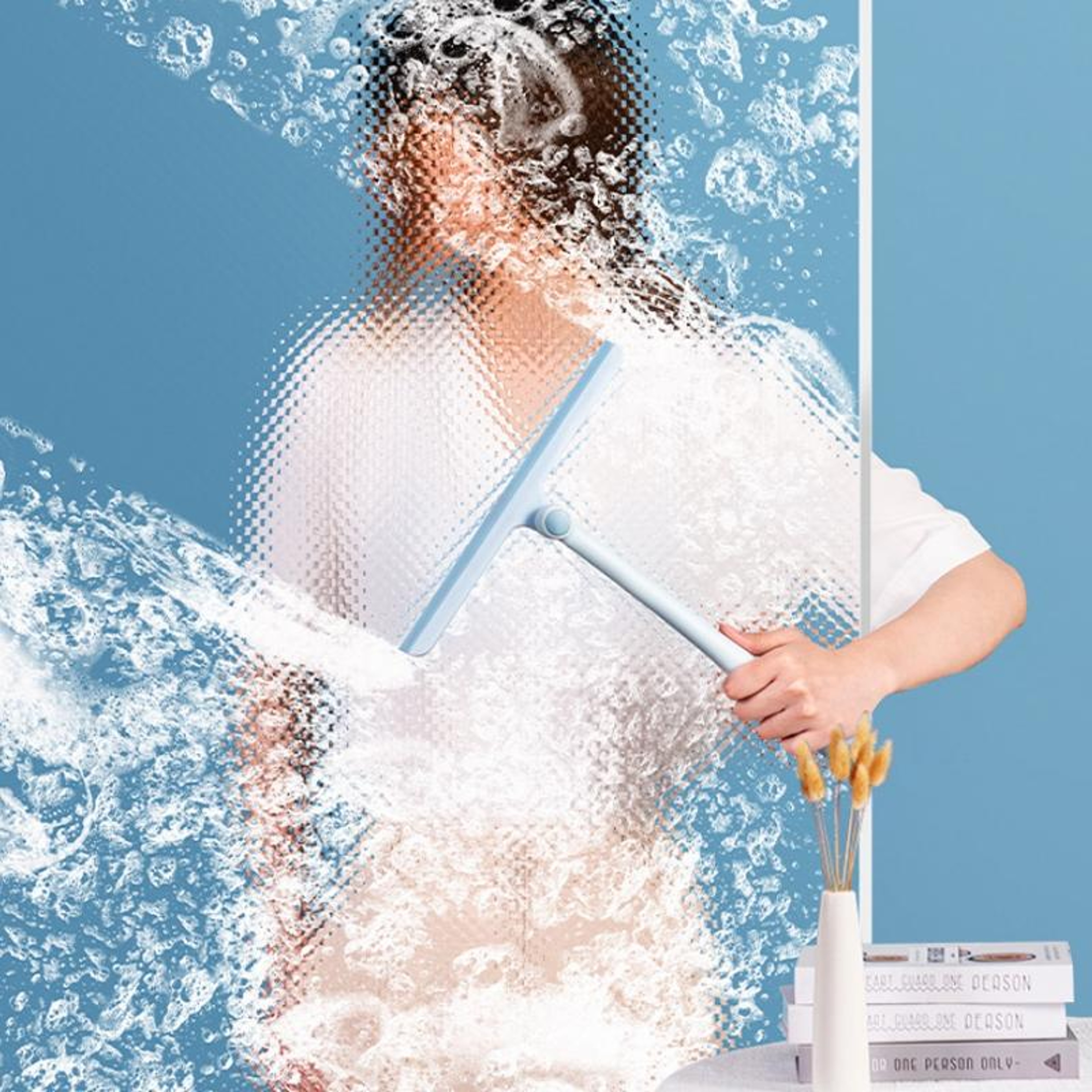 360 Rotating Window Cleaner Squeegee Brush With Ergonomic Handle For StreakFree Glass 3