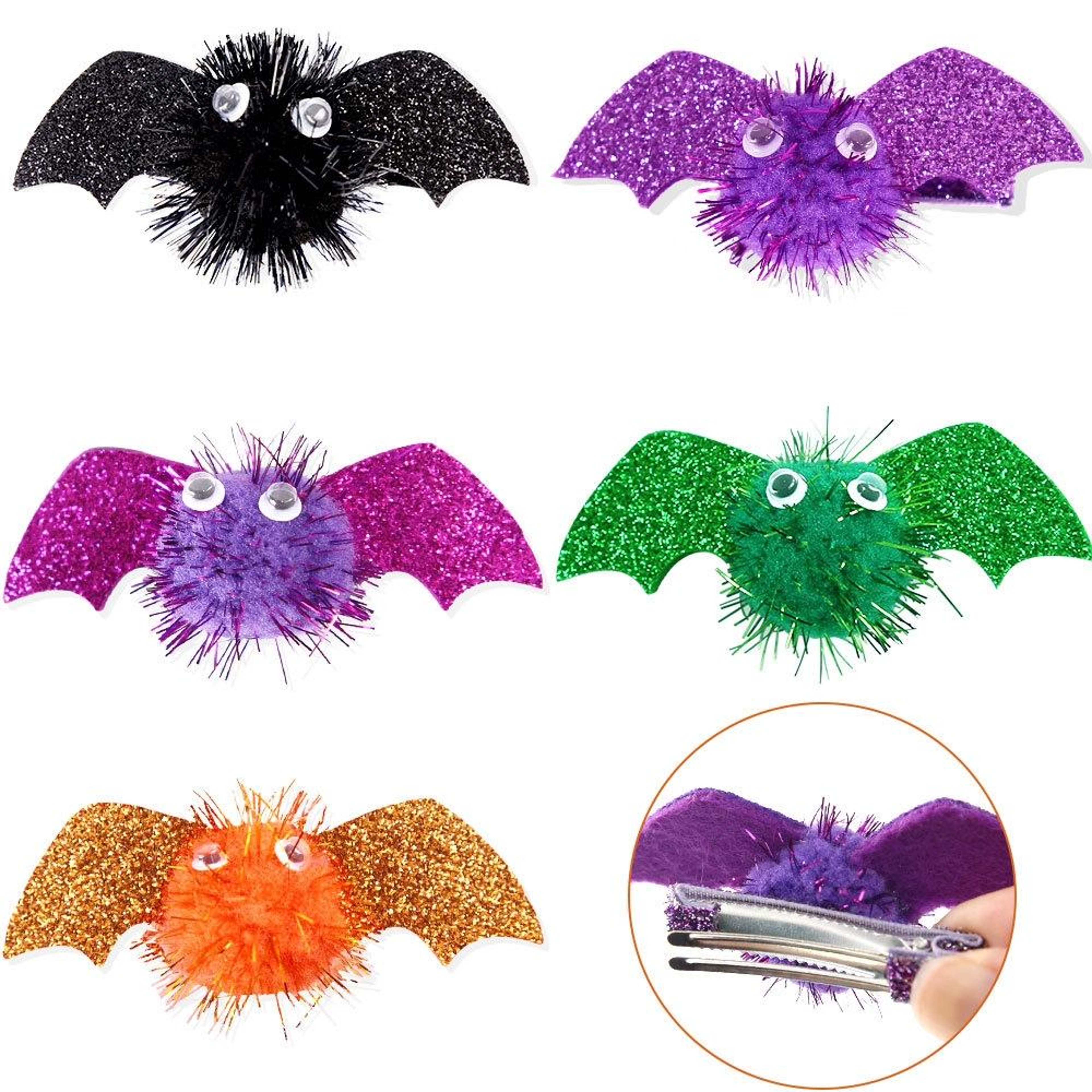 Kids Halloween Bat Hair Clip Glitter Costume Hairpin Spooky Party Accessory 3