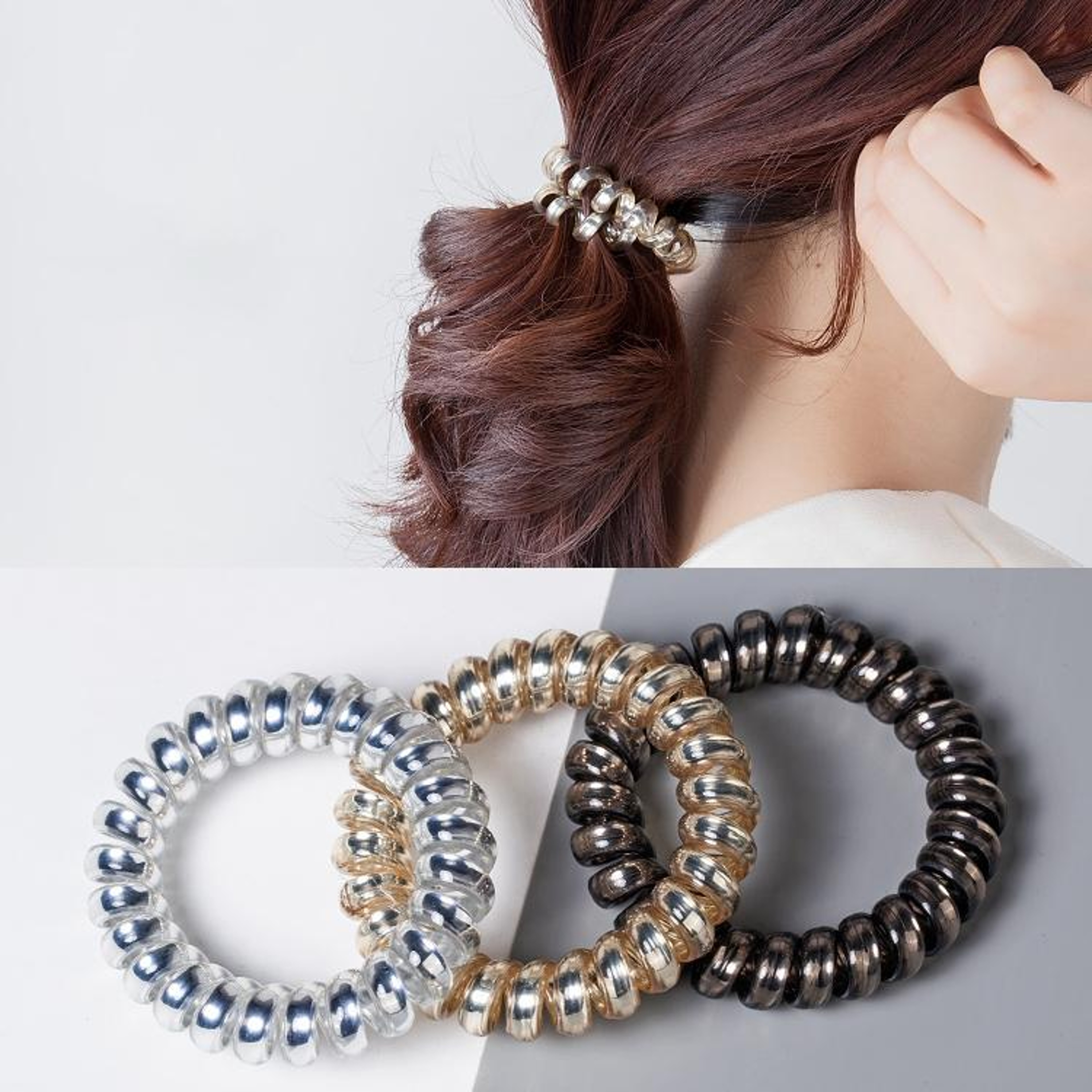 Multicolor Spiral Hair Ties Elastic Hair Coil Ties For No Damage Ponytails 1