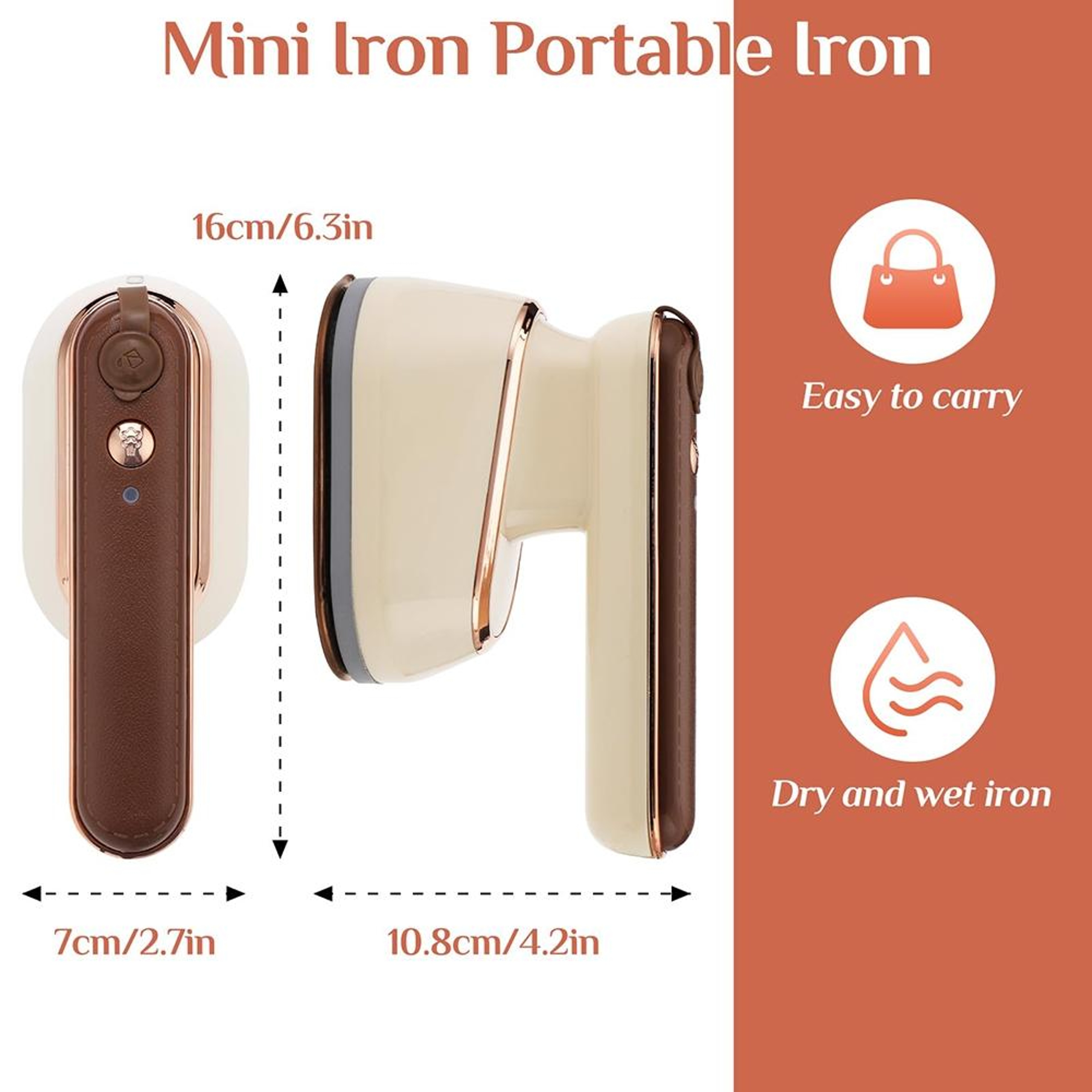 2in1 Steam Iron Portable Handheld Garment Steamer For Wet  Dry Wrinkle Removal 2