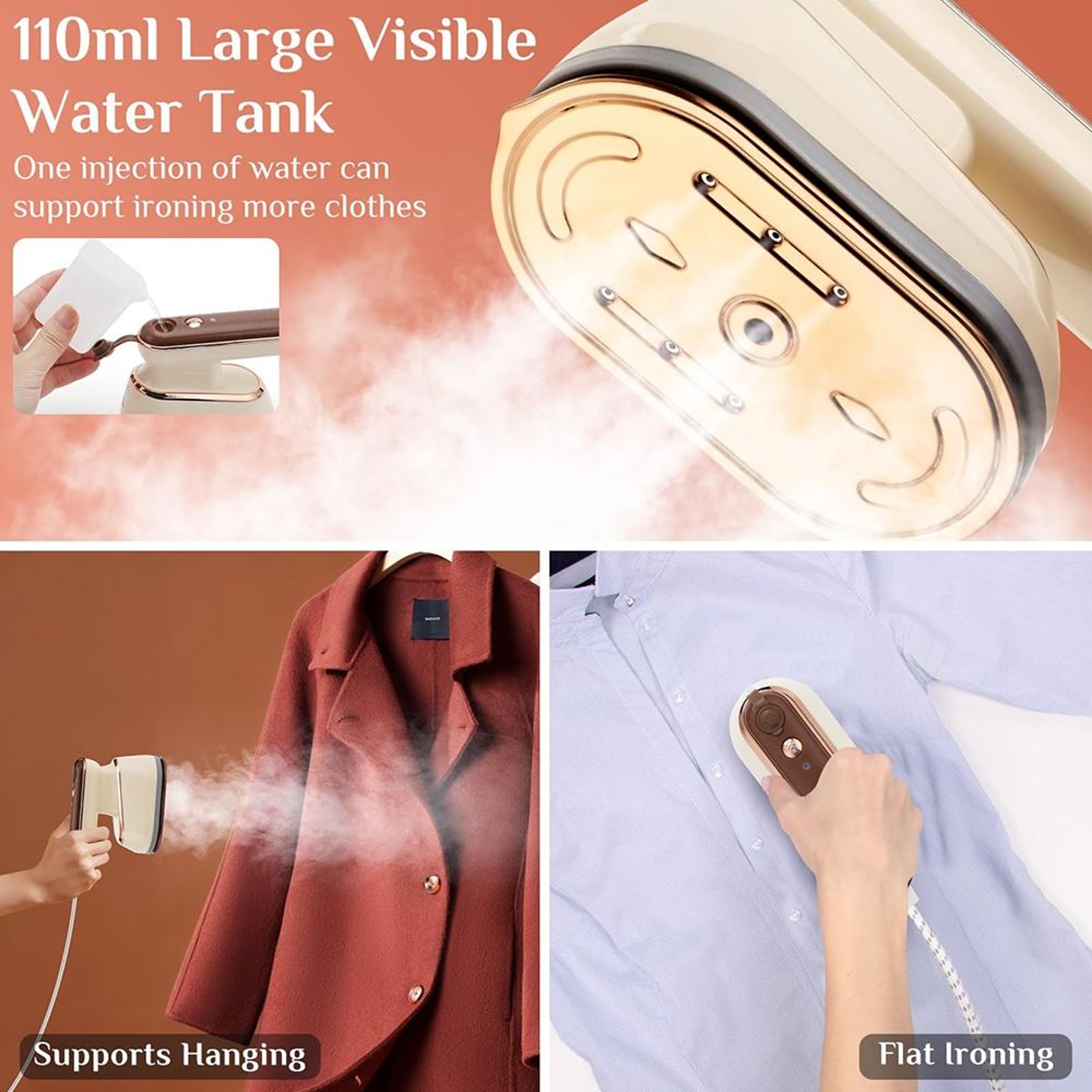 2in1 Steam Iron Portable Handheld Garment Steamer For Wet  Dry Wrinkle Removal 5