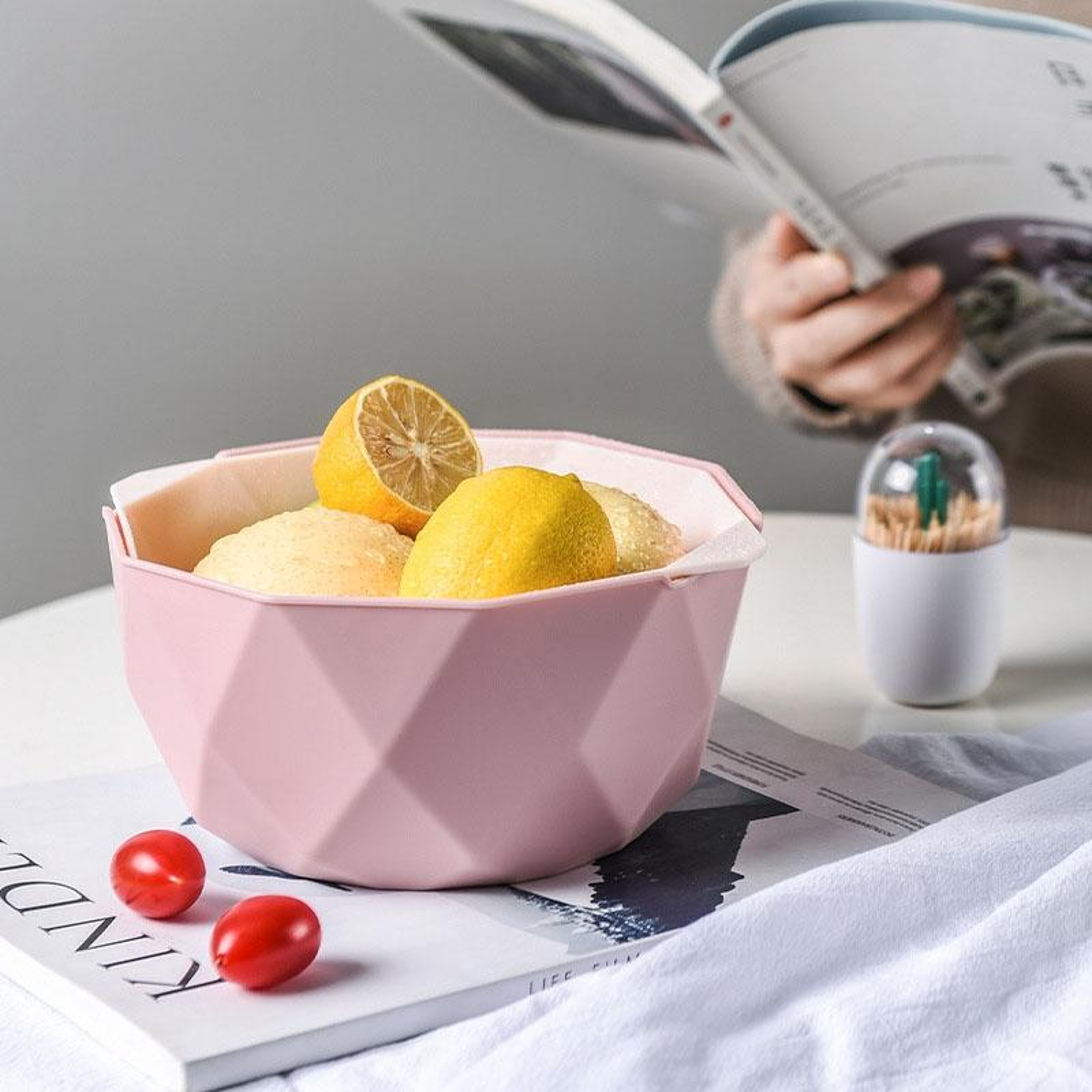 Double Layer Drain Basket With Colander Kitchen Strainer For Fruits Vegetables Washing 1