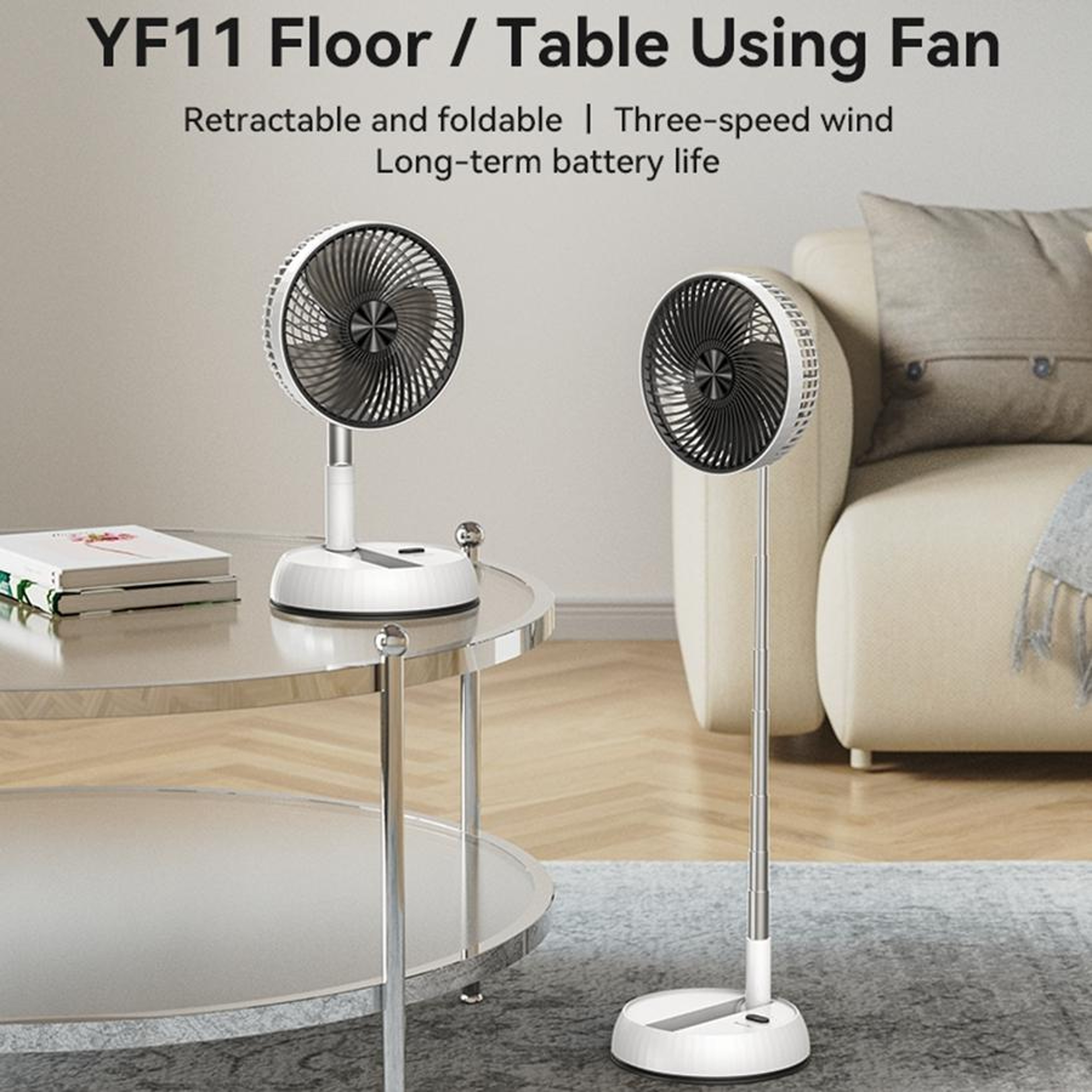Portable Foldable Telescopic Fan with Remote Rechargeable Floor Fan – view 2