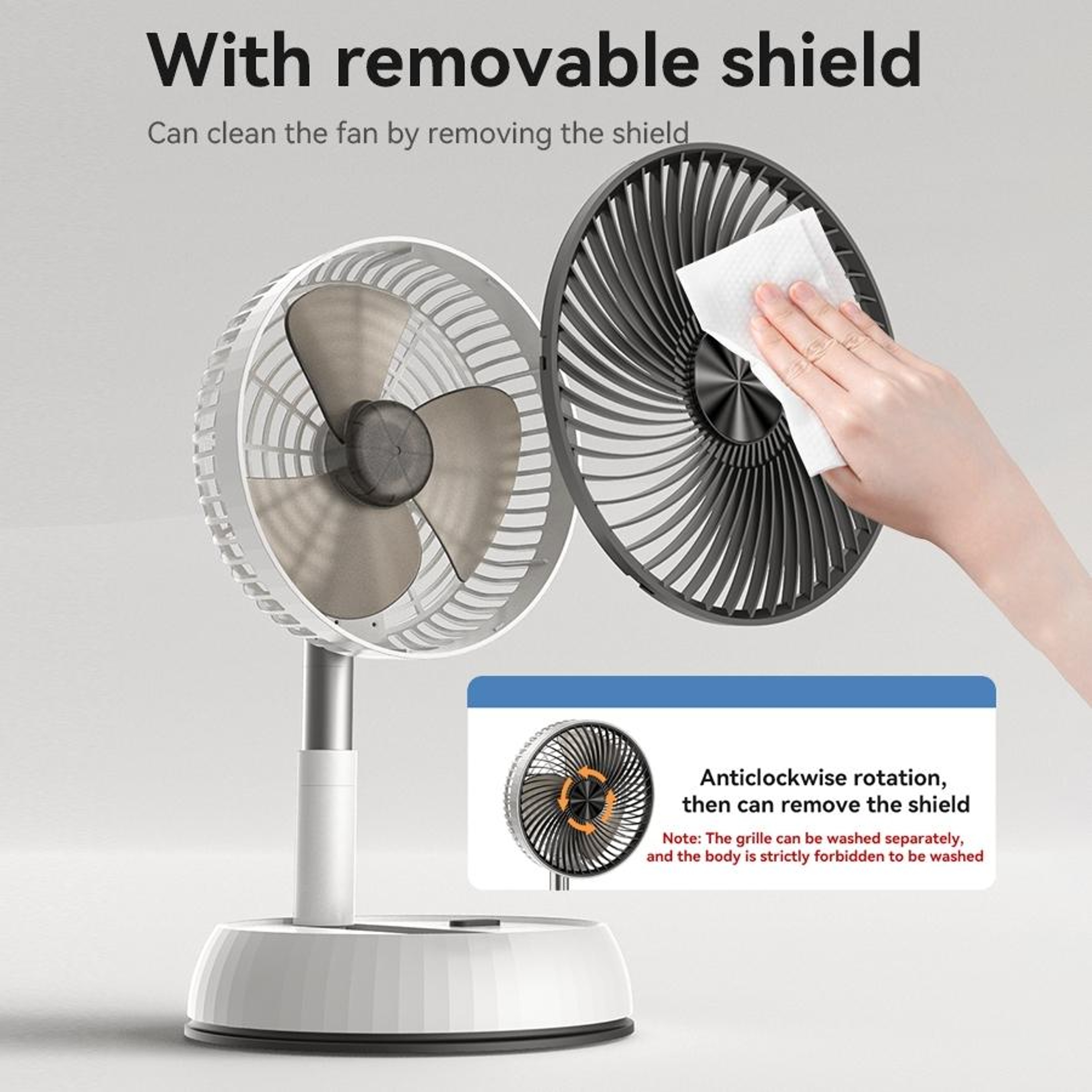 Portable Foldable Telescopic Fan with Remote Rechargeable Floor Fan – view 3