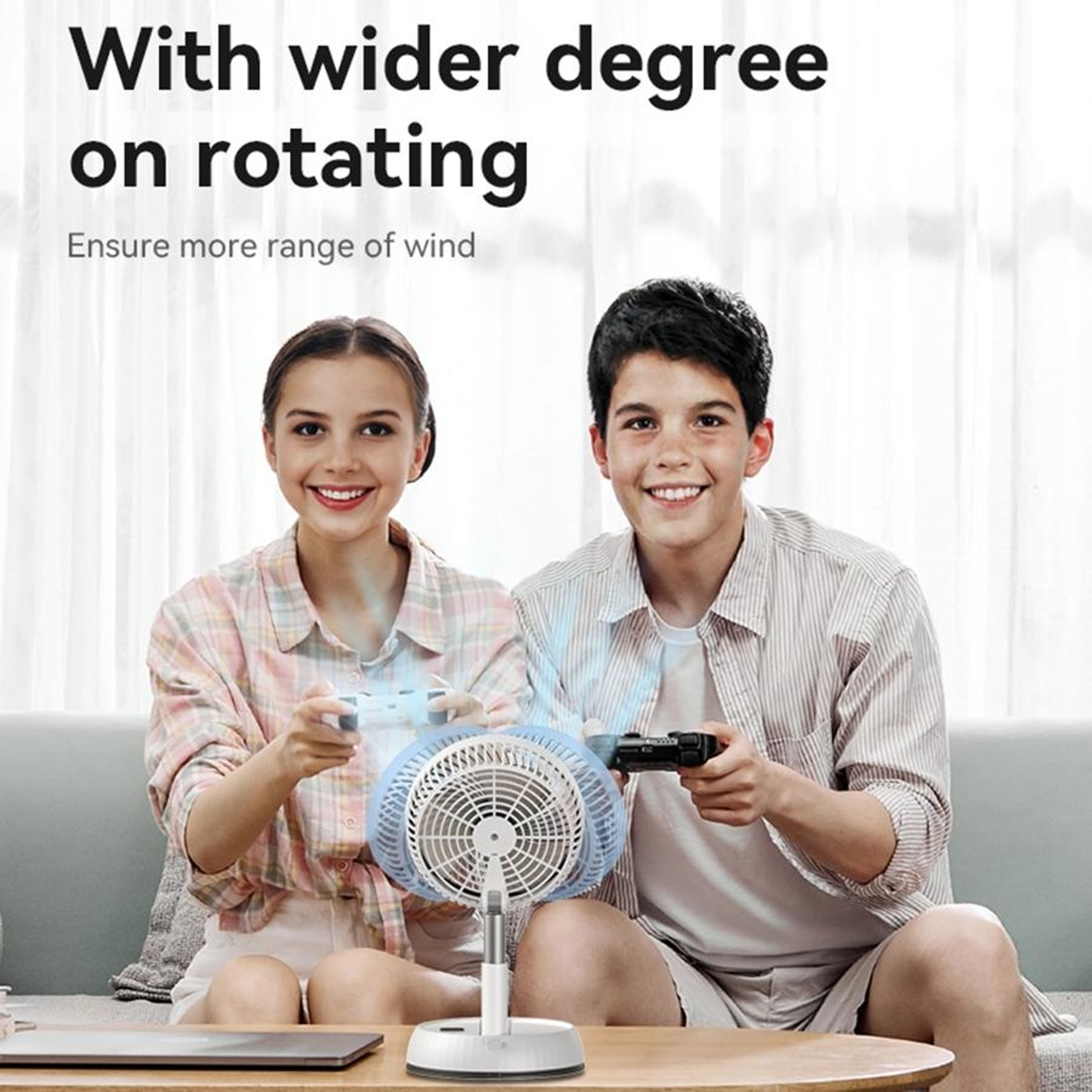 Portable Foldable Telescopic Fan with Remote Rechargeable Floor Fan – view 7