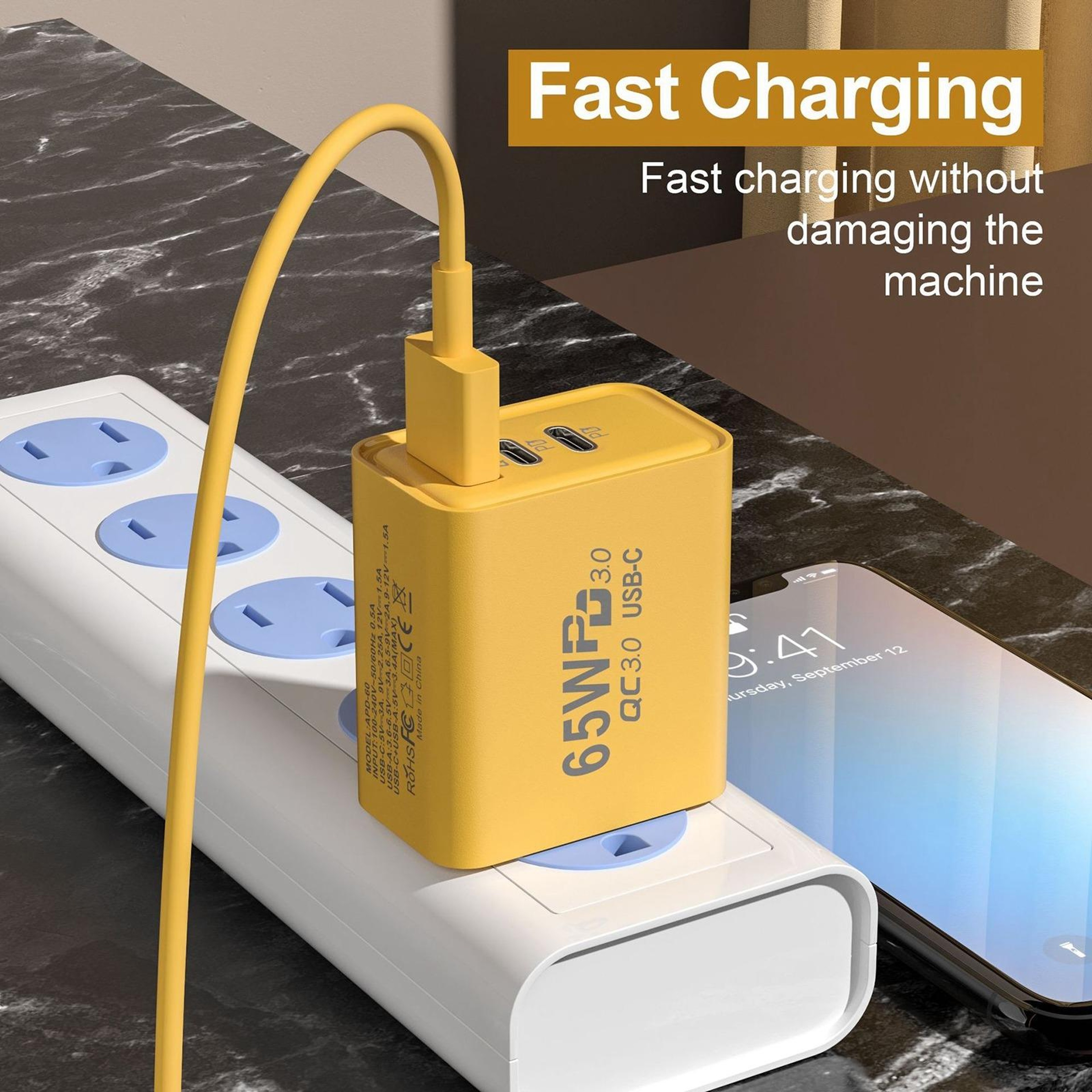 GaN Charger USB C Fast Charging Adapter Dual Port PD QC Wall Charger 2