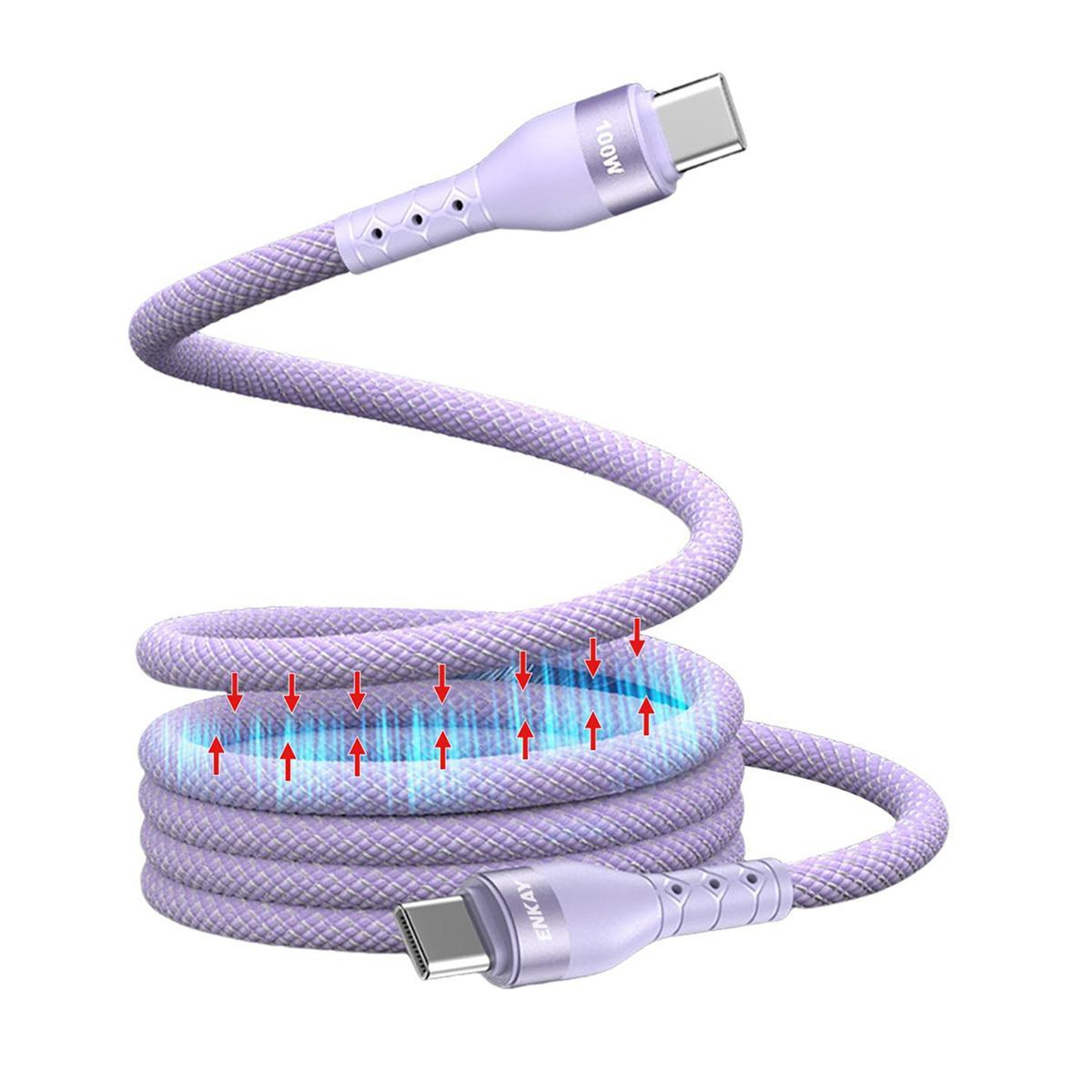 Magnetic Self Coiling USB C to USB C Cable with 100W Fast Charging Braided Design – view 13