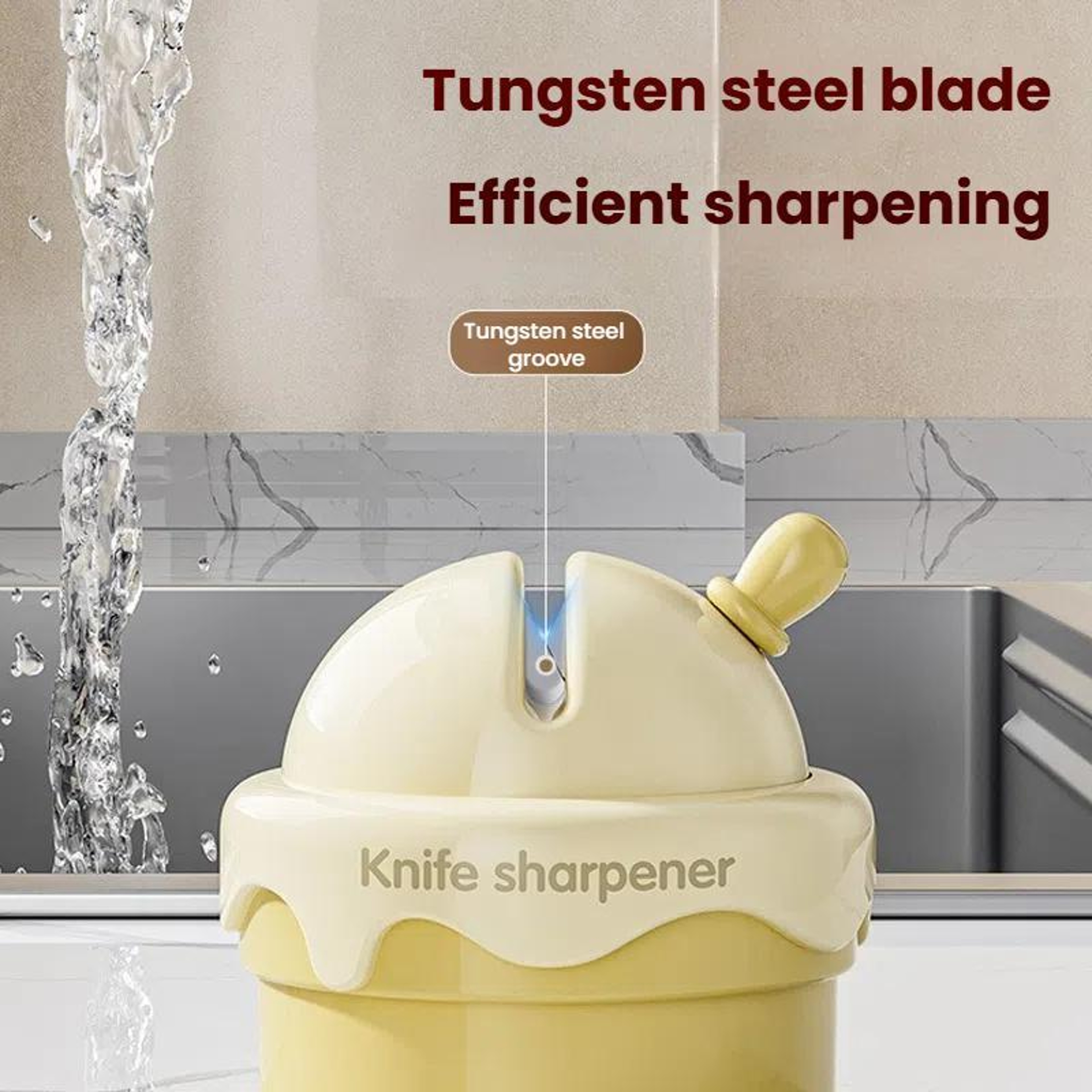 Suction Cup Knife Sharpener For Kitchen Quick V Groove Tungsten Blade Tool 7