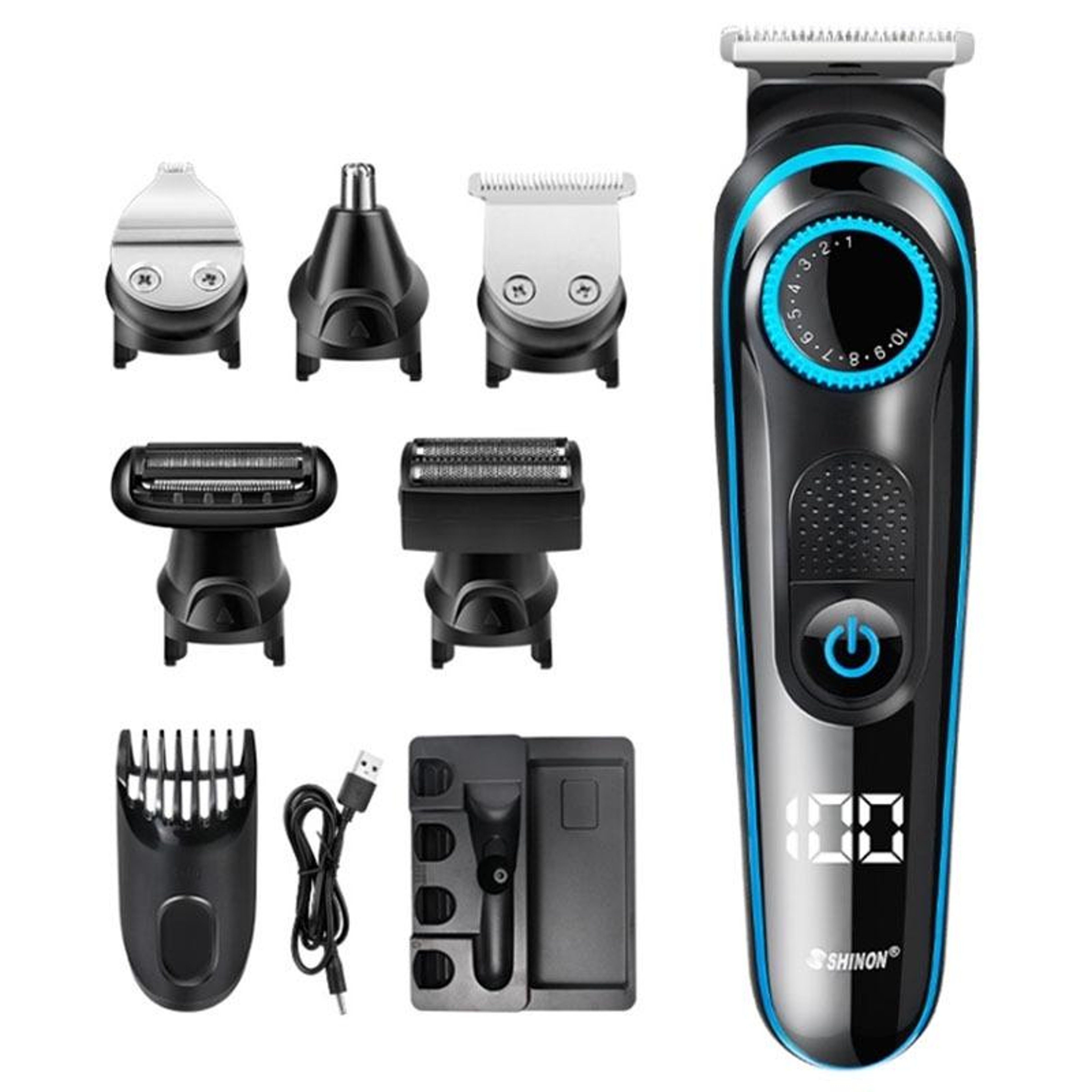 All-in-one beard trimmer and USB rechargeable shaver for men – view 1