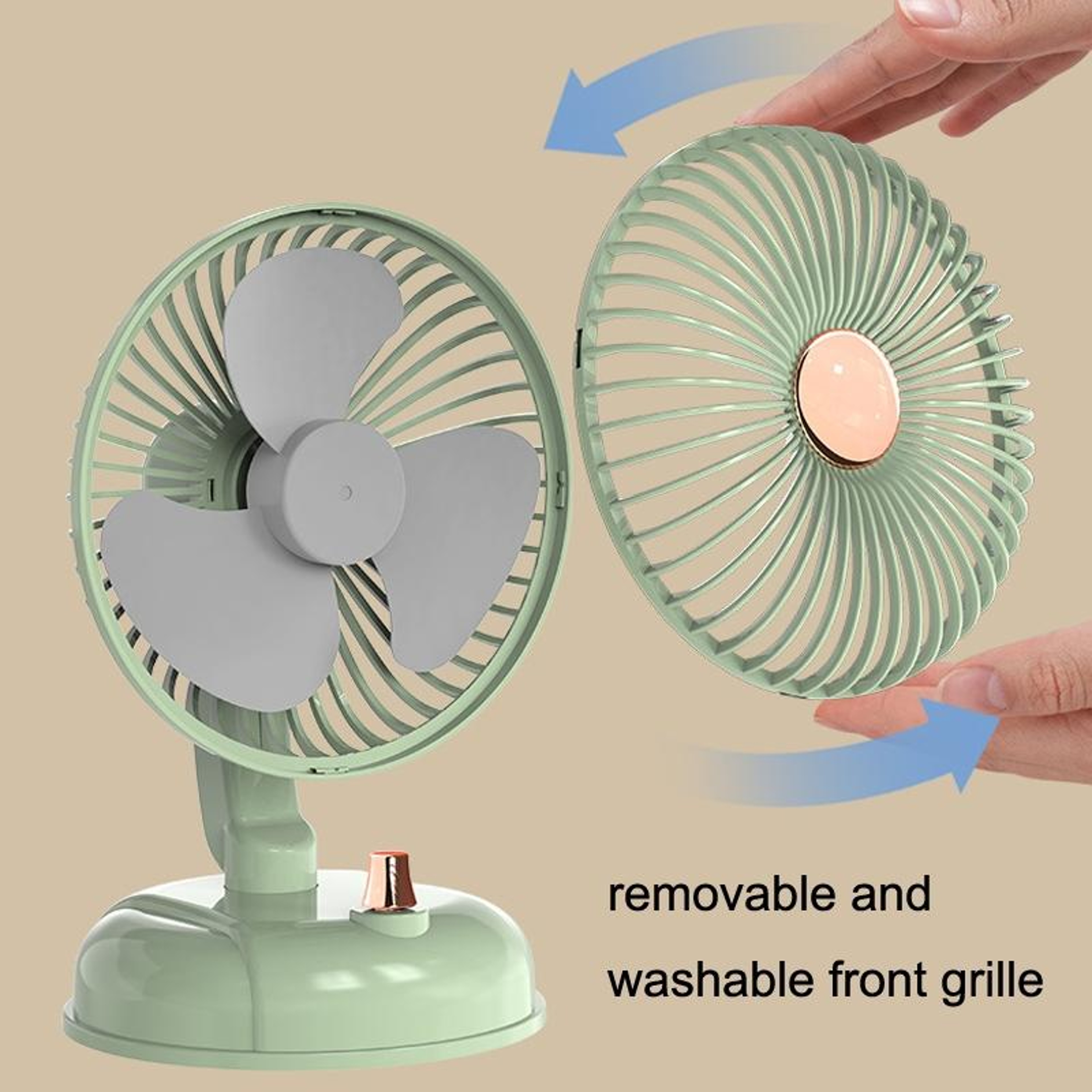 Retro Portable USB Fan With Quiet Oscillation And Adjustable Speed For Desk And Travel 4