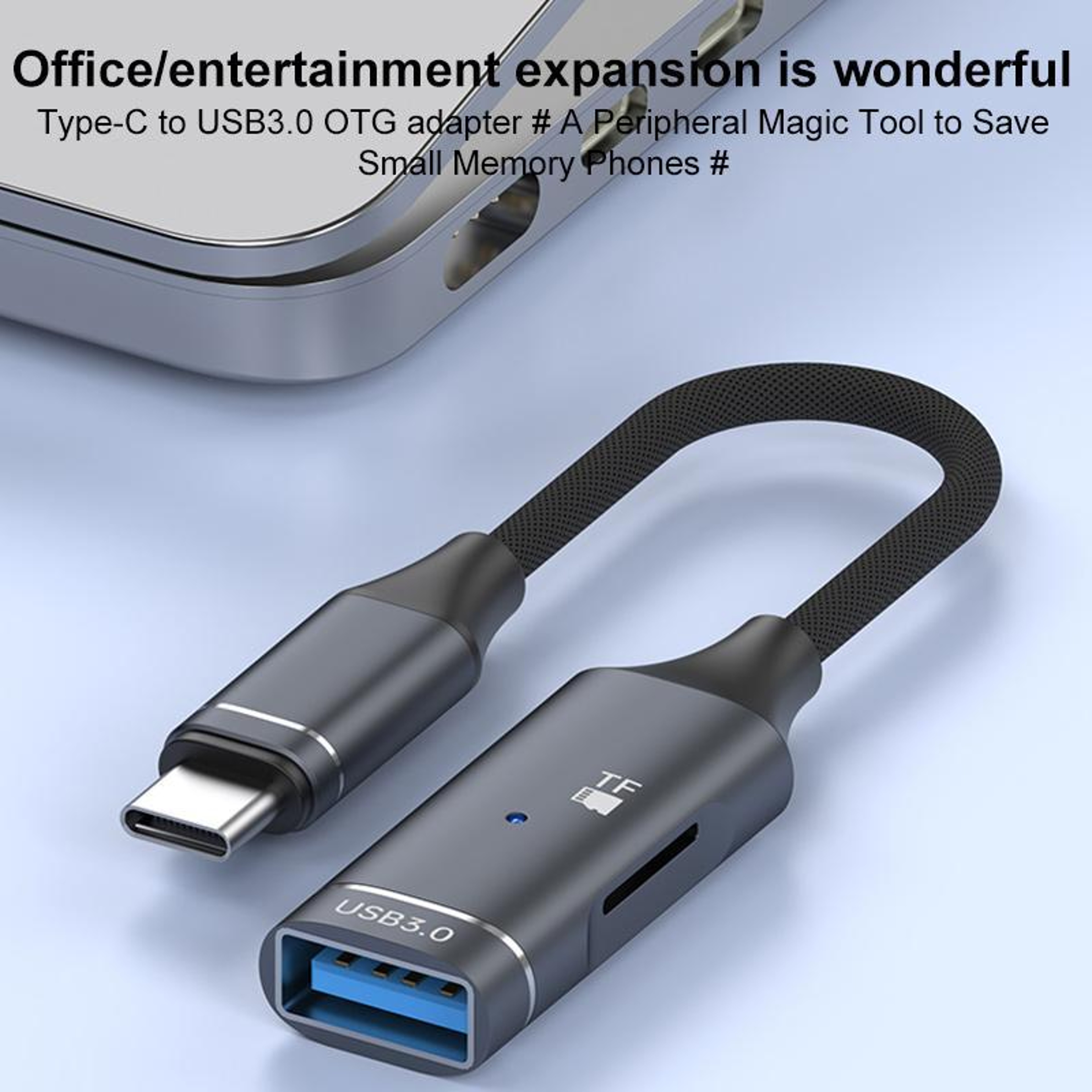 TypeC OTG Card Reader Adapter Cable With USB And TF Slot Fast Data Transfer 1