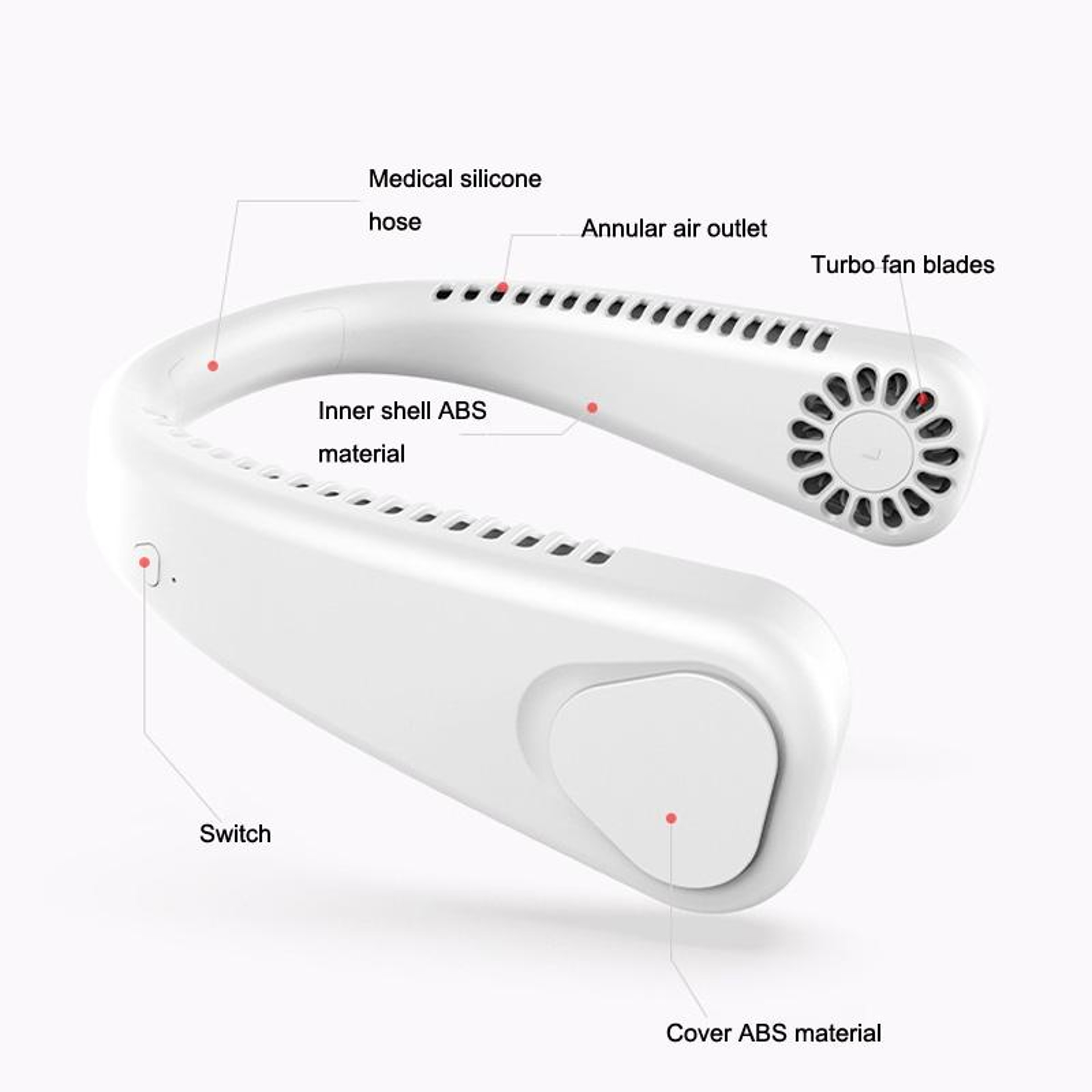 Portable Neck Fan USB Rechargeable Hands Free Cooling Fan For Outdoor Travel And Work 2