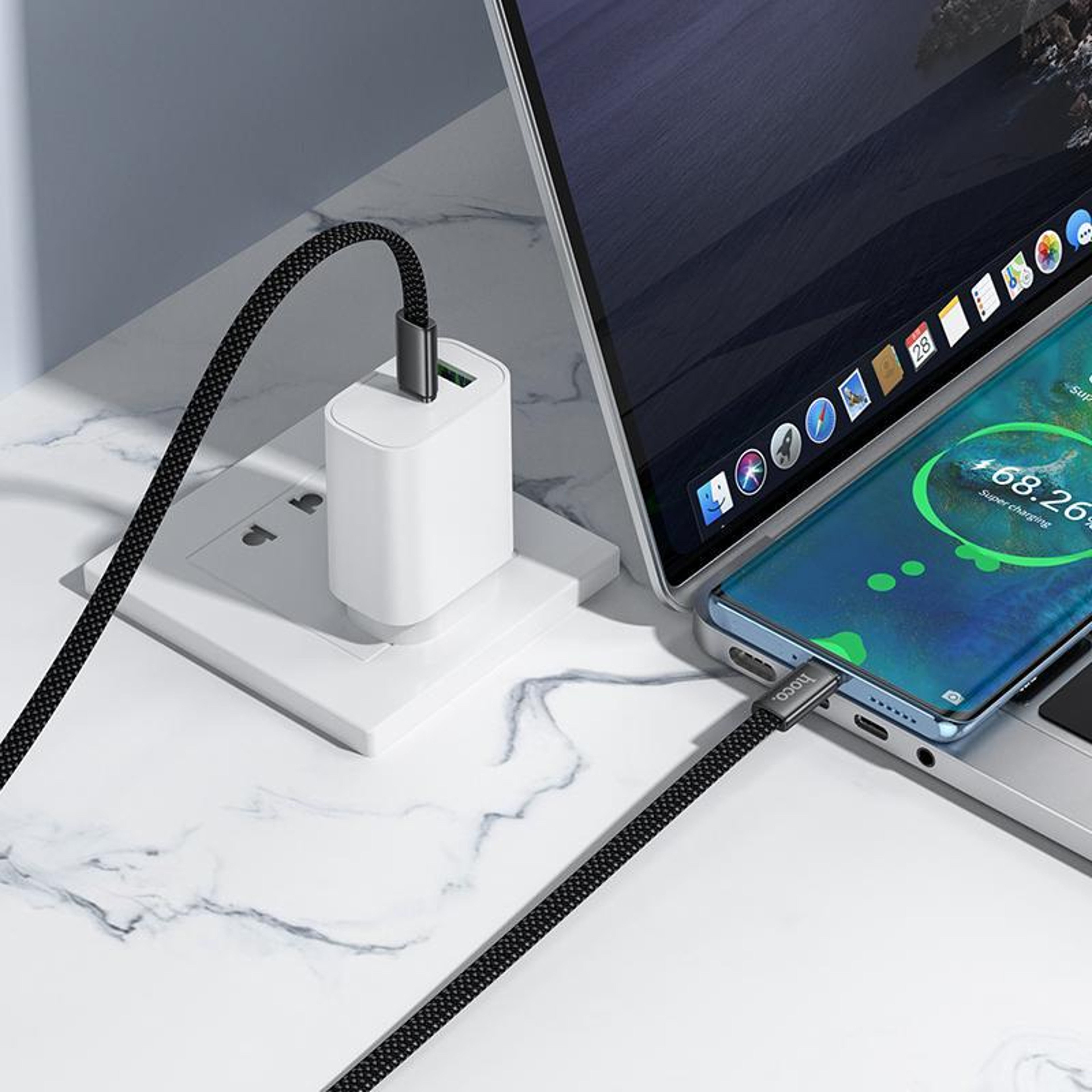 60W Fast Charge USB C Cable Nylon Braided Type C Data Charging Cable 7