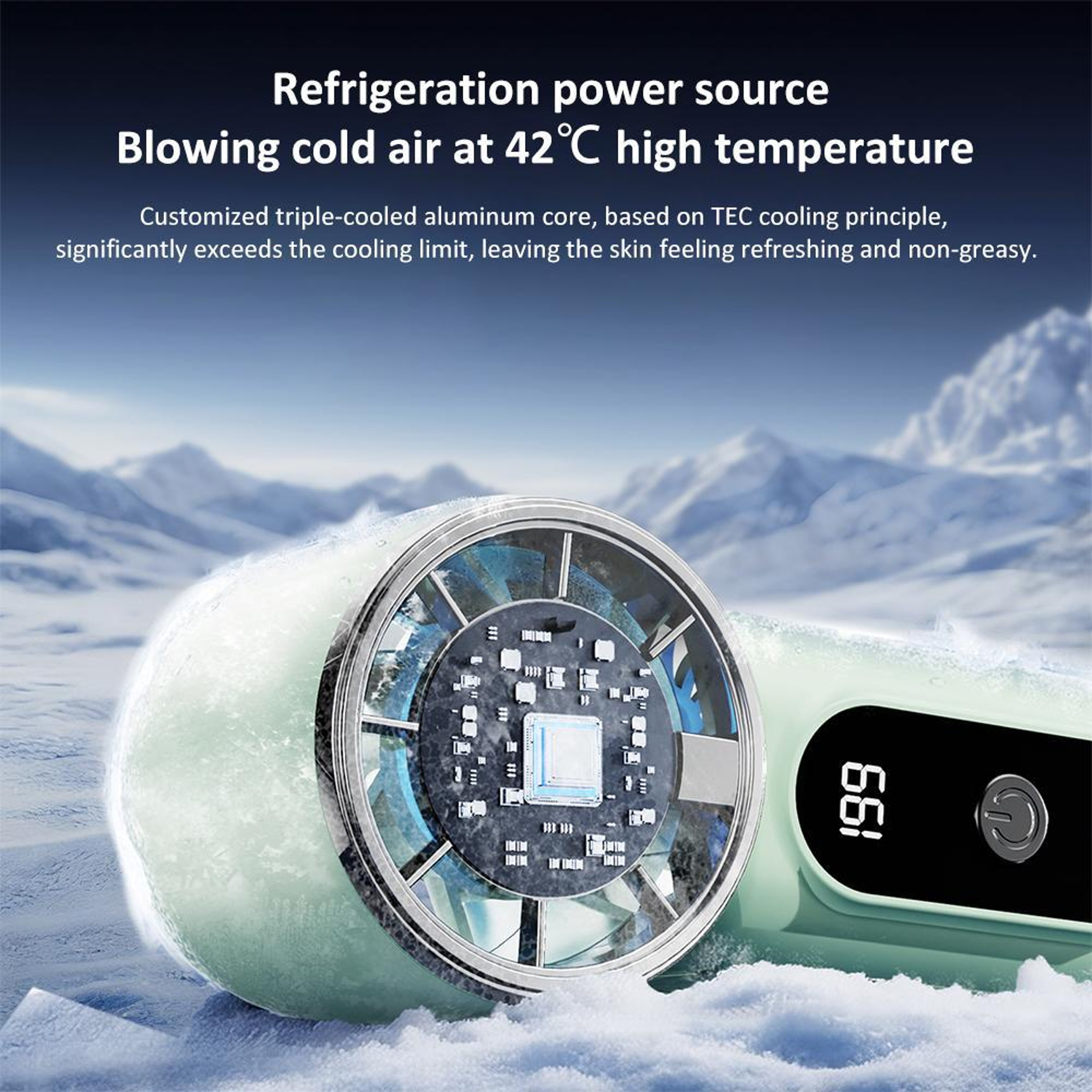 Turbo IceFlow Portable Cooling Fan Rechargeable Mini Handheld Fan With Speeds 3