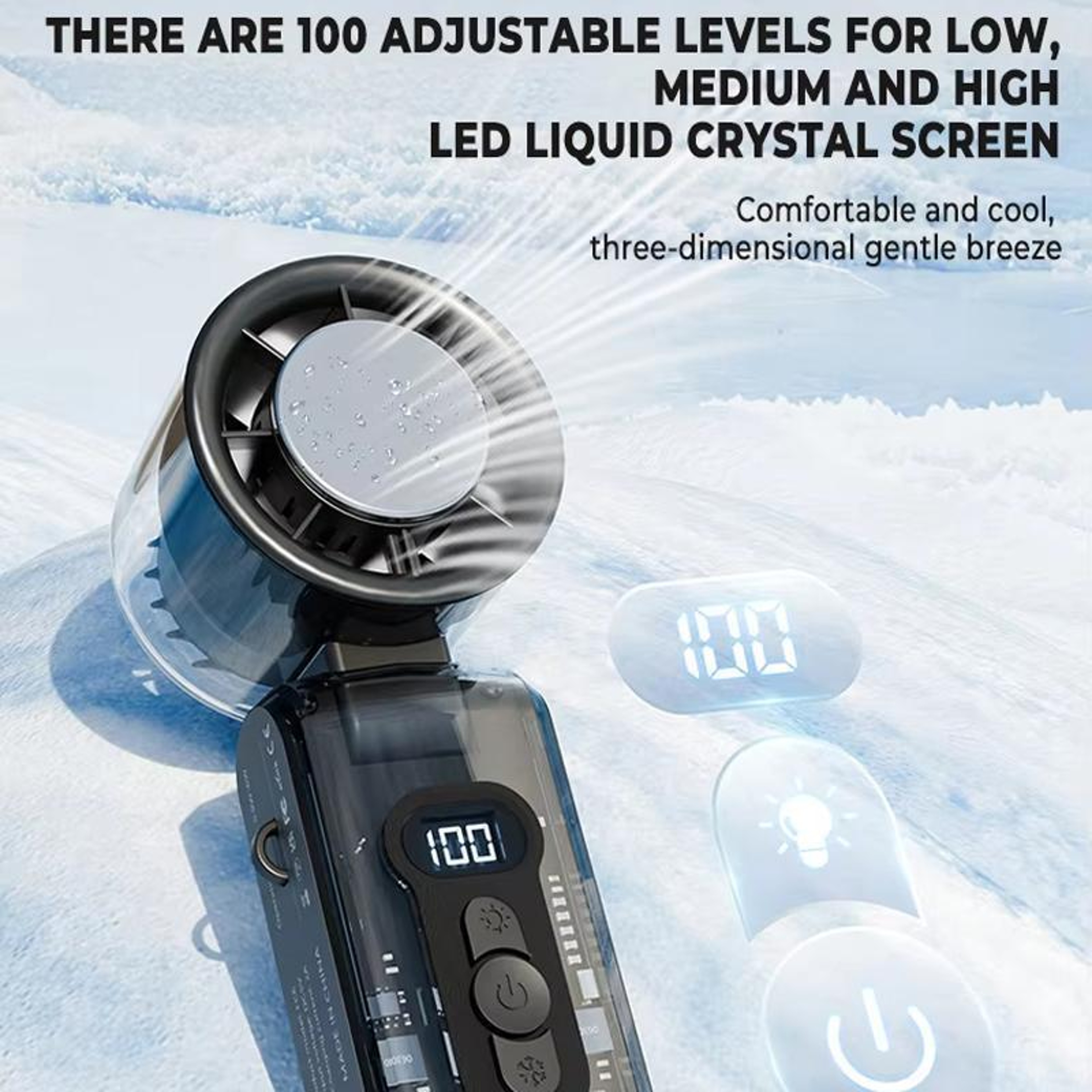 High Speed Folding Cooling Fan Portable Handheld Turbo Fan USB Rechargeable – view 4