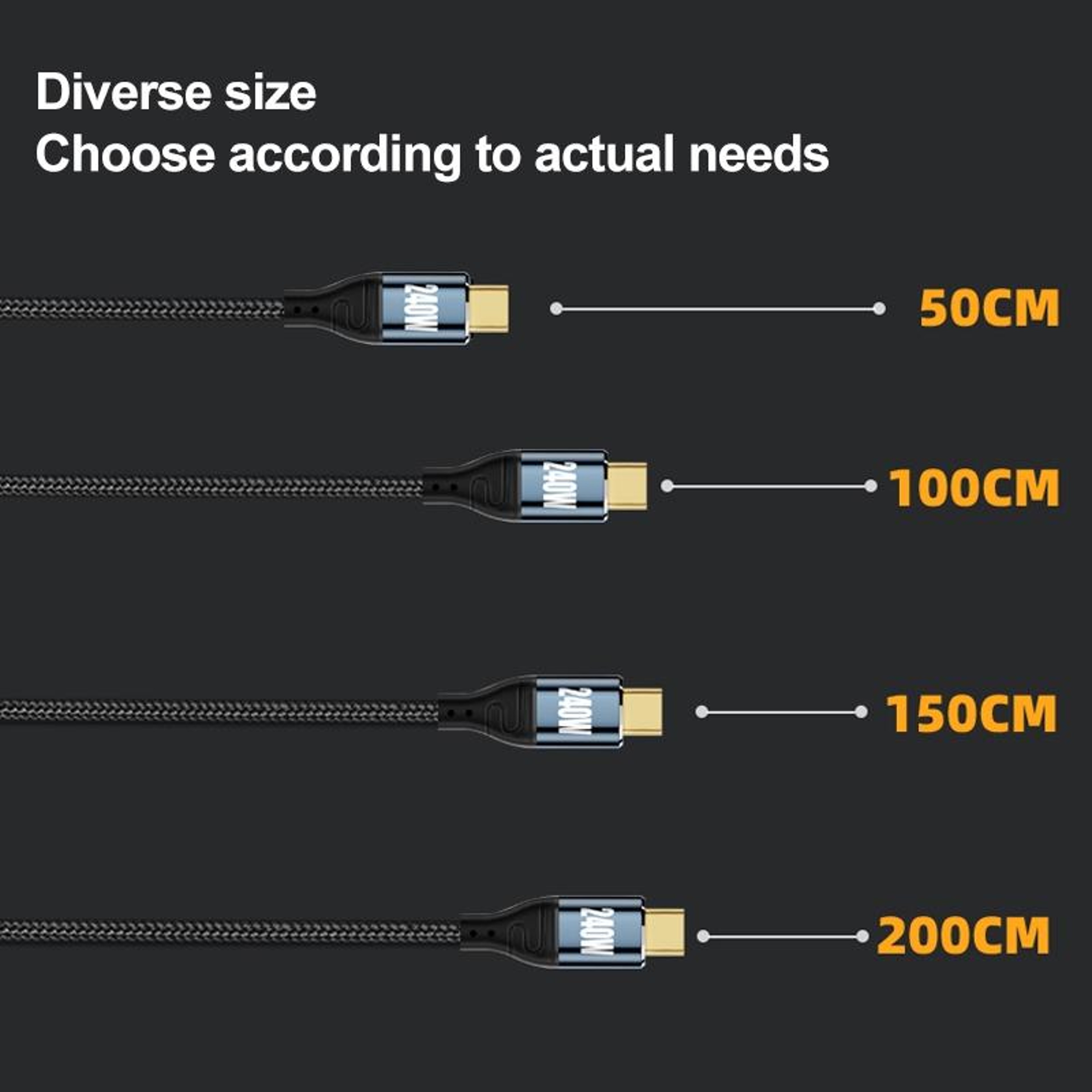 240W USB C Cable Fast Charging Type C Cable PD 31 Durable Braided 4