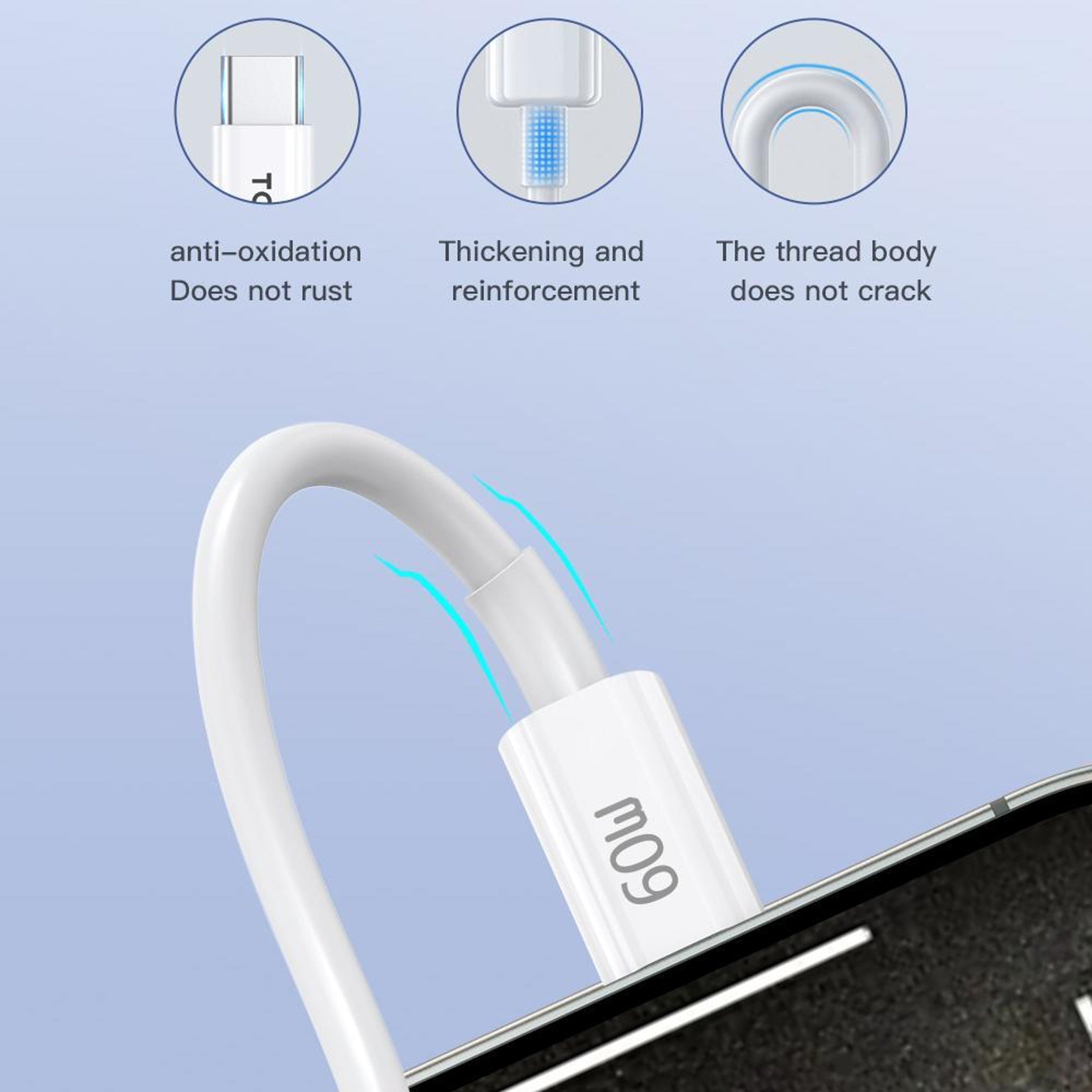60W Fast Charging USB C To USB C Cable Set With E Marker Safety Chip 4