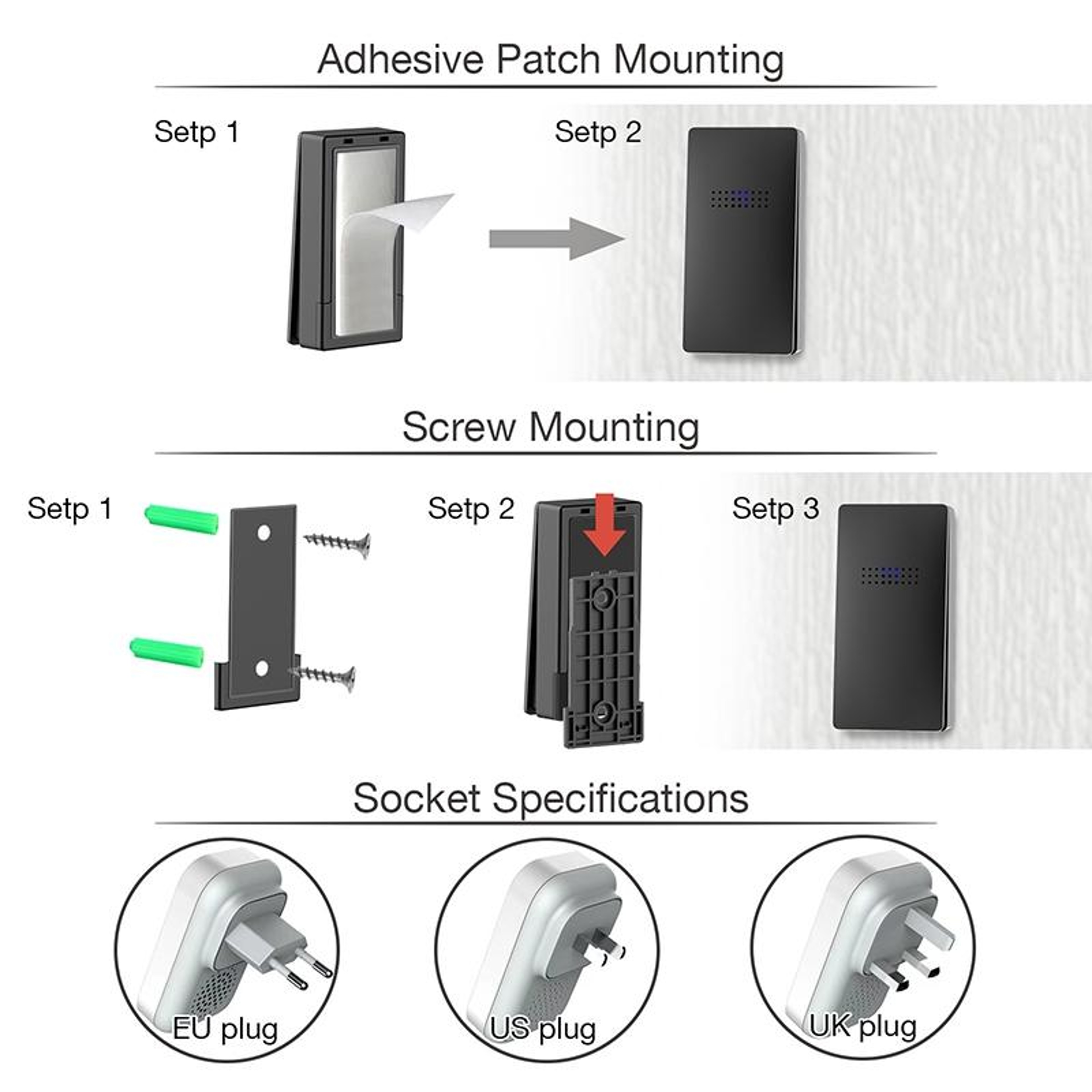 Smart Wireless Doorbell With Temperature Display  Elderly Pager System 10