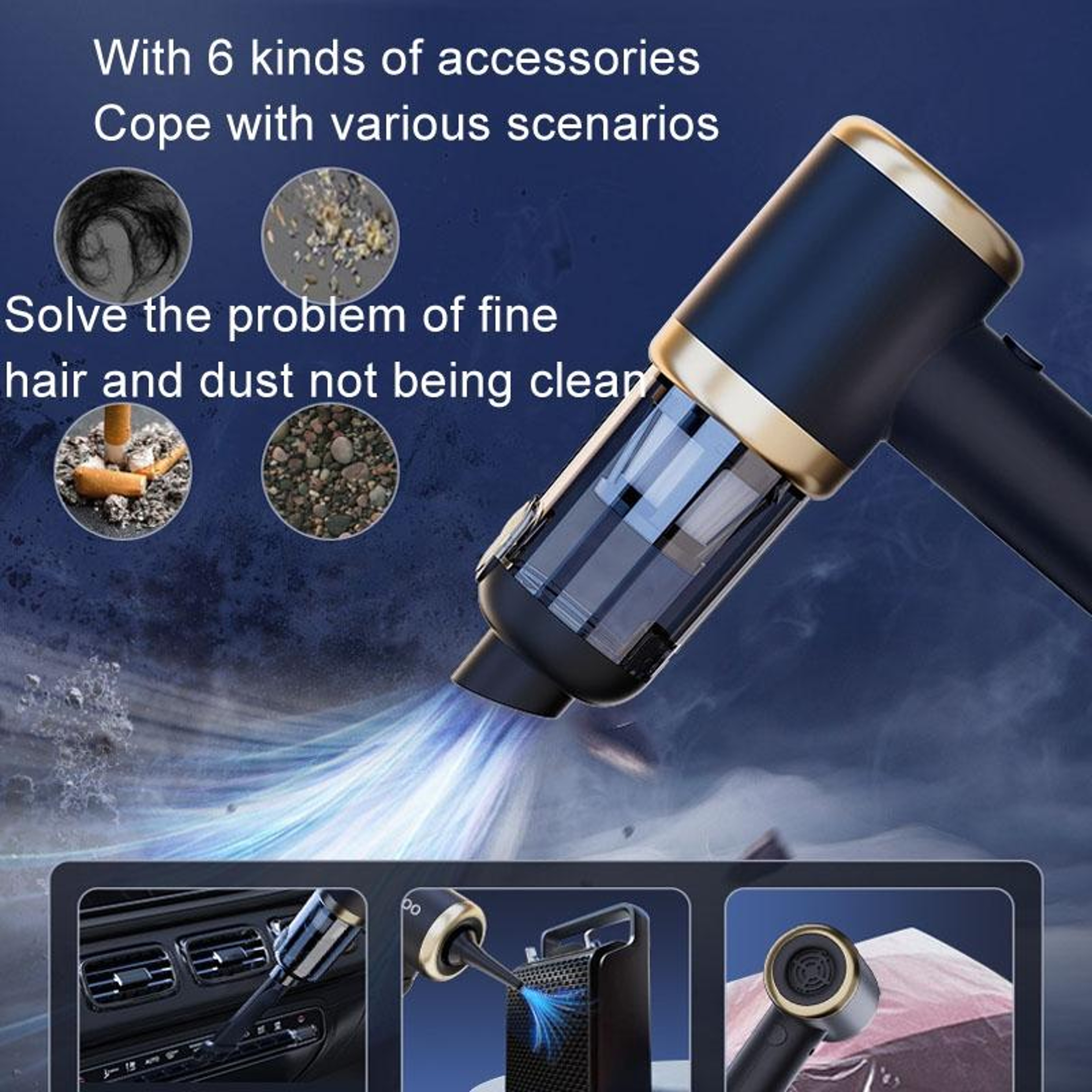 Wireless Mini Car Vacuum Cleaner  Blower Portable Cordless Car Vacuum With Dual Function 7